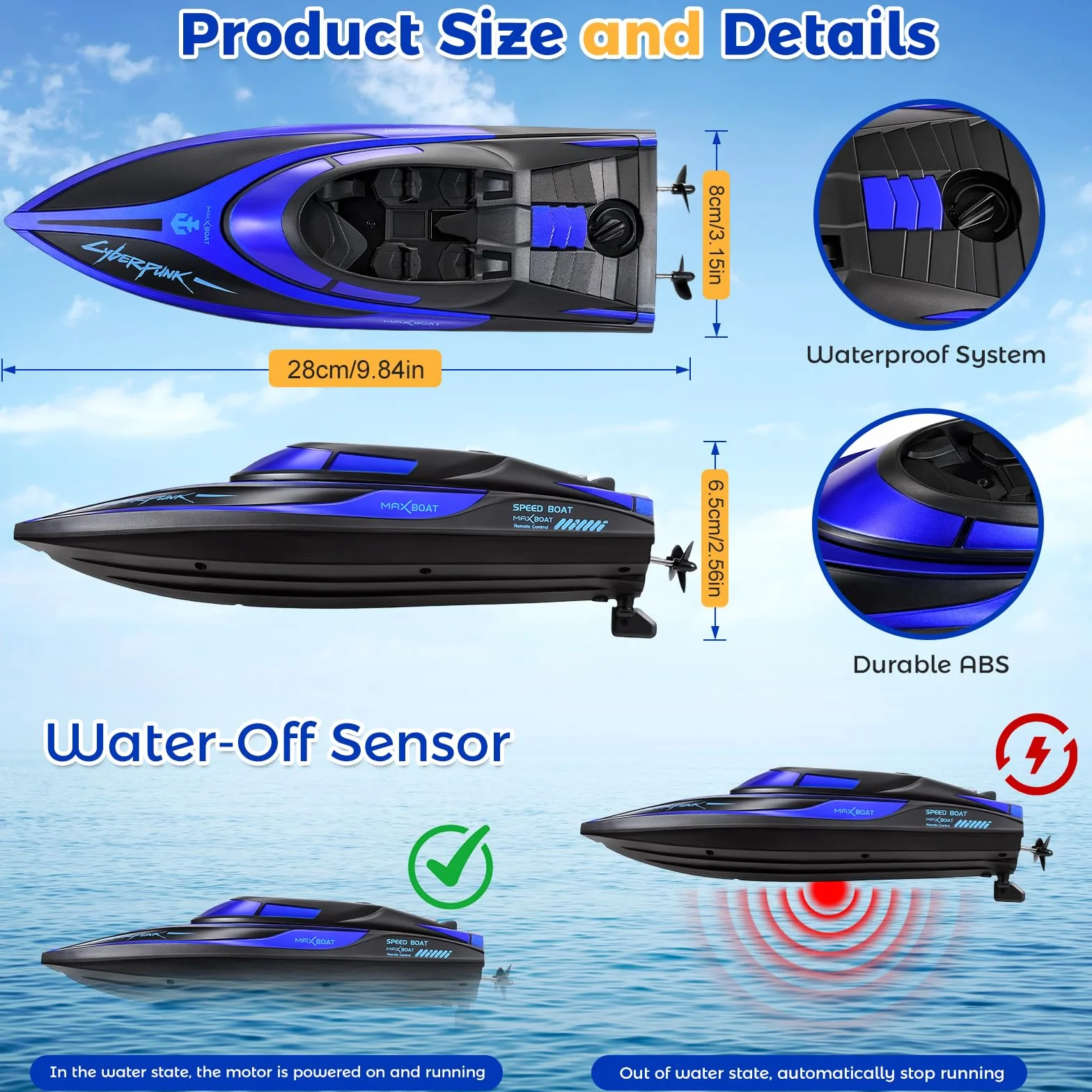 Coikes Barca Telecomandata Professionale Barca RC con Luce LED Impermeabile Sottomarino Telecomandato per Bambini Adulti Barca Radiocomandata Ricaricabile per Piscine Laghi Stagni