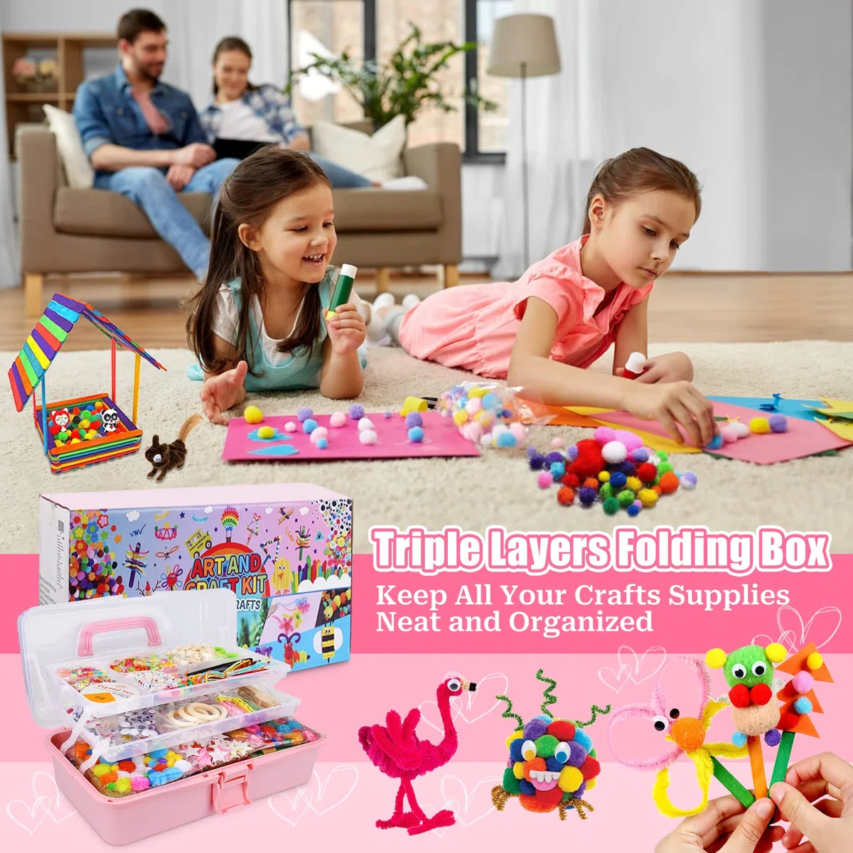 YUTUY Lavoretti Creativi per Bambini,3000+ Pezzi DIY Art Craft Set,Giochi Creativi Kids Mestiere Fai da Te Decorazioni Giocattoli,Giochi Creativi Bambina 3+Anni