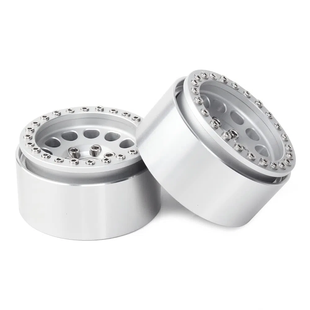 INJORA 4PCS RC 1,9 Cerchioni Metallo Beadlock Wheel Rim per 1:10 RC Rock Crawler Axial SCX10 pro SCX10 II III TRX4 D90 VS4-10 Redcat Gen 8 7 Pro Enduro(Argento)