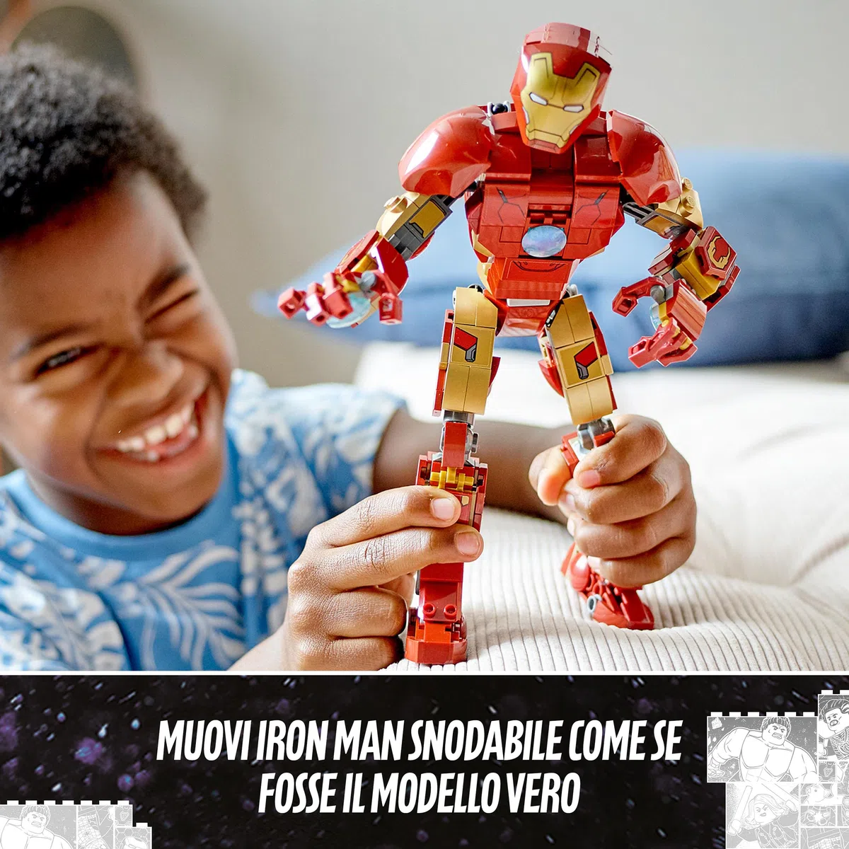 LEGO Marvel Personaggio di Iron Man, Giocattoli Super Heroes per Bambini, dal Film Avengers: Age Of Ultron della Saga dell'Infinito, Idee Regalo 76206