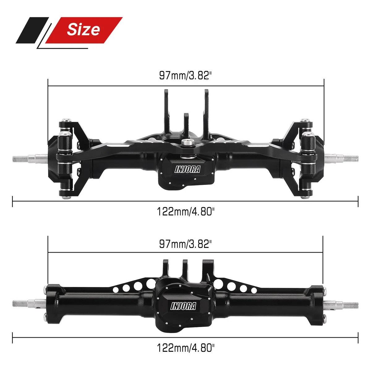 INJORA Posteriore Anteriore Anteriore +4mm Esteso Alluminio CNC ASSE per TRX4M Upgrade 1/18 RC Crawler
