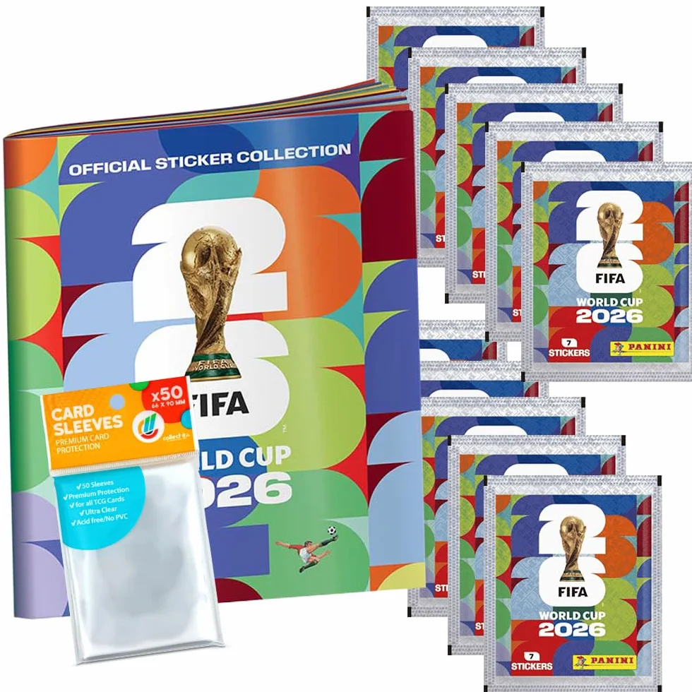 Adesivi per i mondiali 2026, 1 album da collezione con 10 sacchetti + esclusive custodie Collect-it (pacchetto di marca propria)