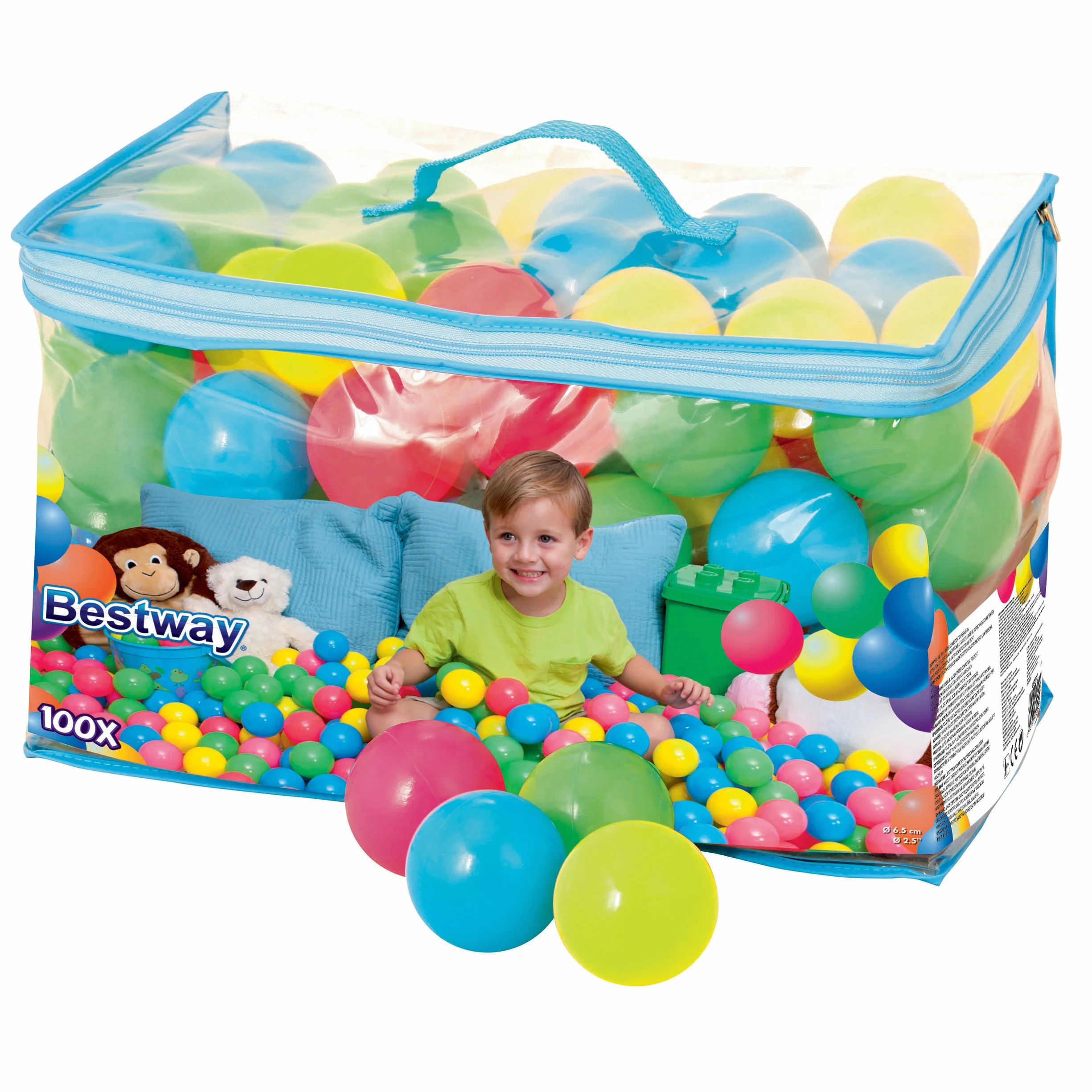 Bestway 52027, Up in & Over - Palline Colorate con Custodia Inclusa, 100 Pezzi, 40 x 21 x 25 cm