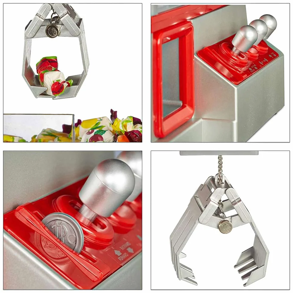 Mikamax - Candy Grabber - Gioco arcade - Macchina dei dolci per la casa - macchina artiglio - Mini Fair Game Machine - Rosso - Macchina per caramelle con braccio di presa