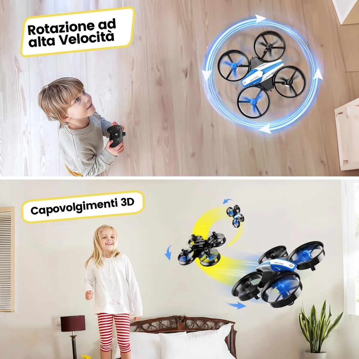 Holy Stone HS210 Mini Drone per Bambini e Principianti RC Nano Quadcopter Indoor Piccolo Elicottero con Hovering Automatico, 3D Flip e 3 Batterie, Grande Giocattolo Regalo per Ragazzi e Ragazze, Blu