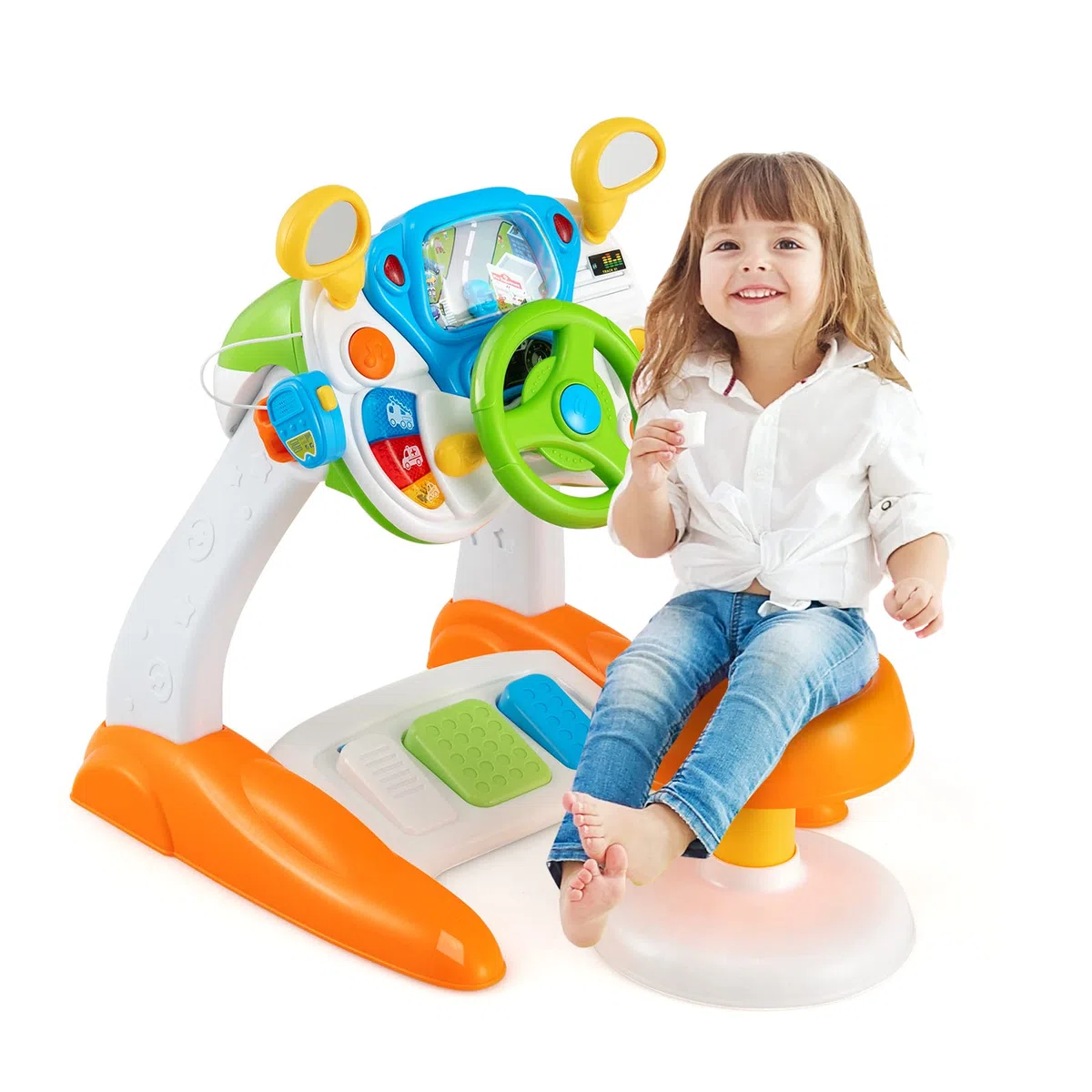 RELAX4LIFE Volante Giocattolo per Bambini, Simulatore di Guida Auto, Effetti di Luce e Suono, Gioco Educativo, Montessori, Regalo per Bambini 3+ Anni