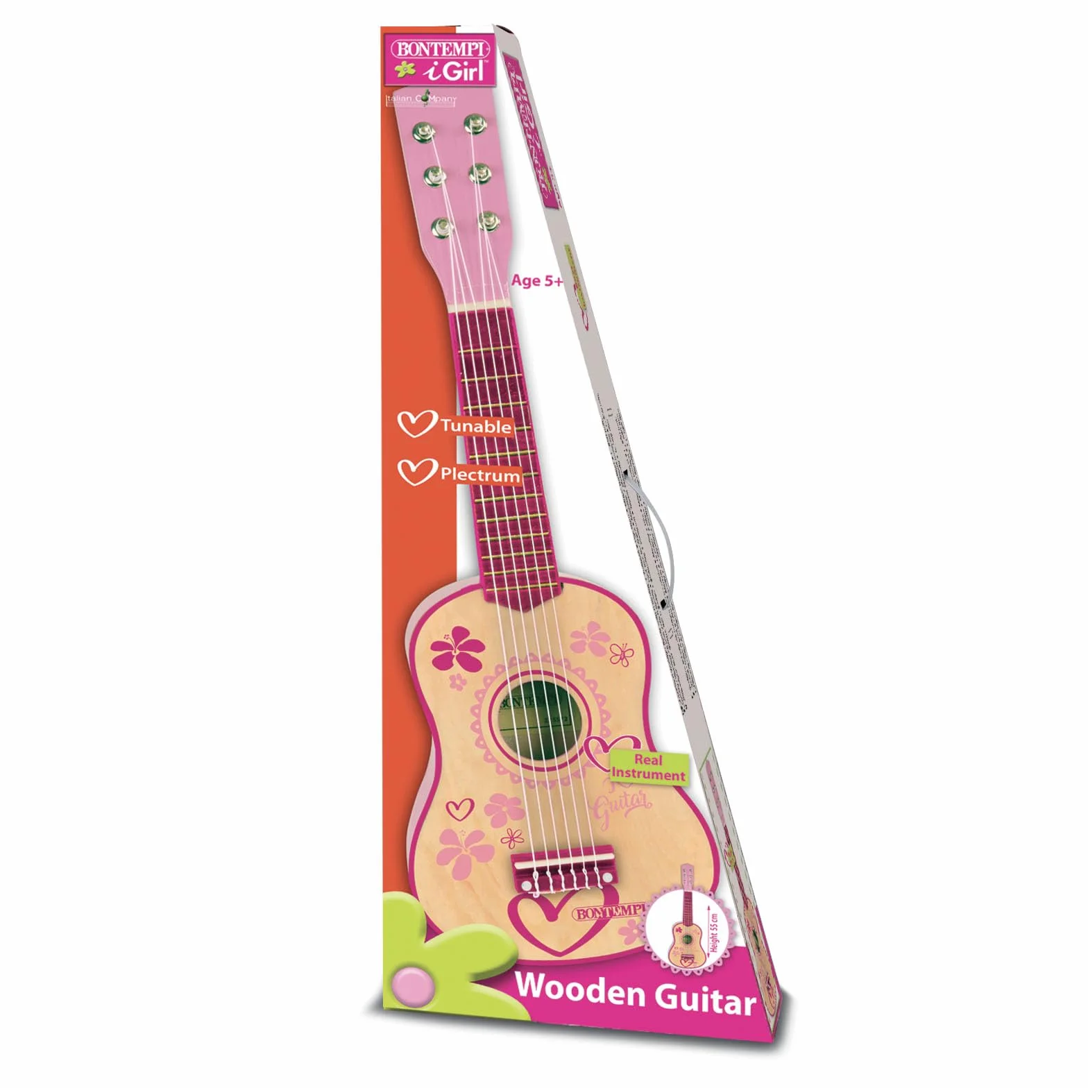 Bontempi | WoodHarmony - Chitarra Classica in Legno da 55 cm per Avventure Musicali Autentiche, Rosa