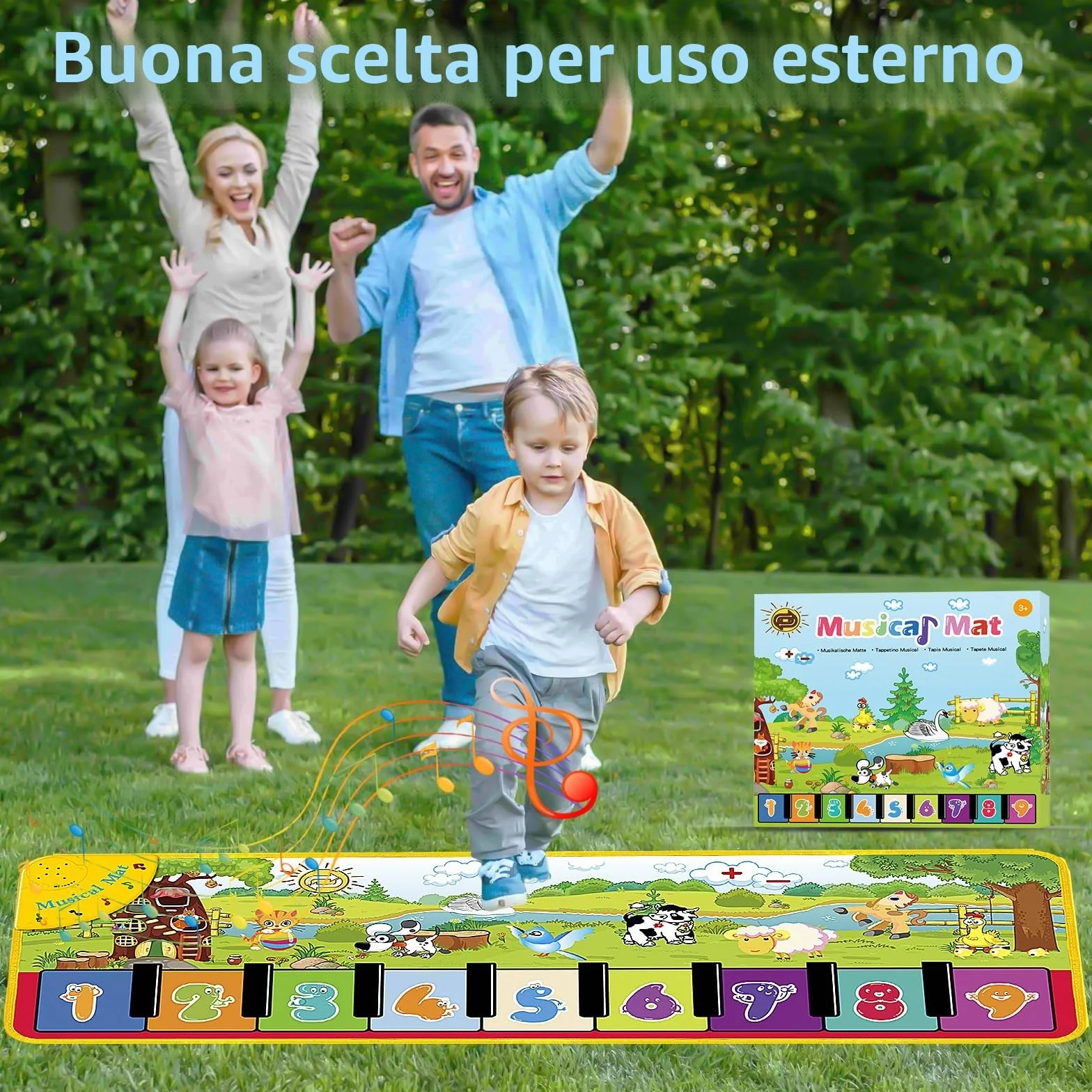 MOONTOY Tappeto Musicale con 18 Suoni e 9 Tastiere Pianoforte per Bambini 1-4 Anni