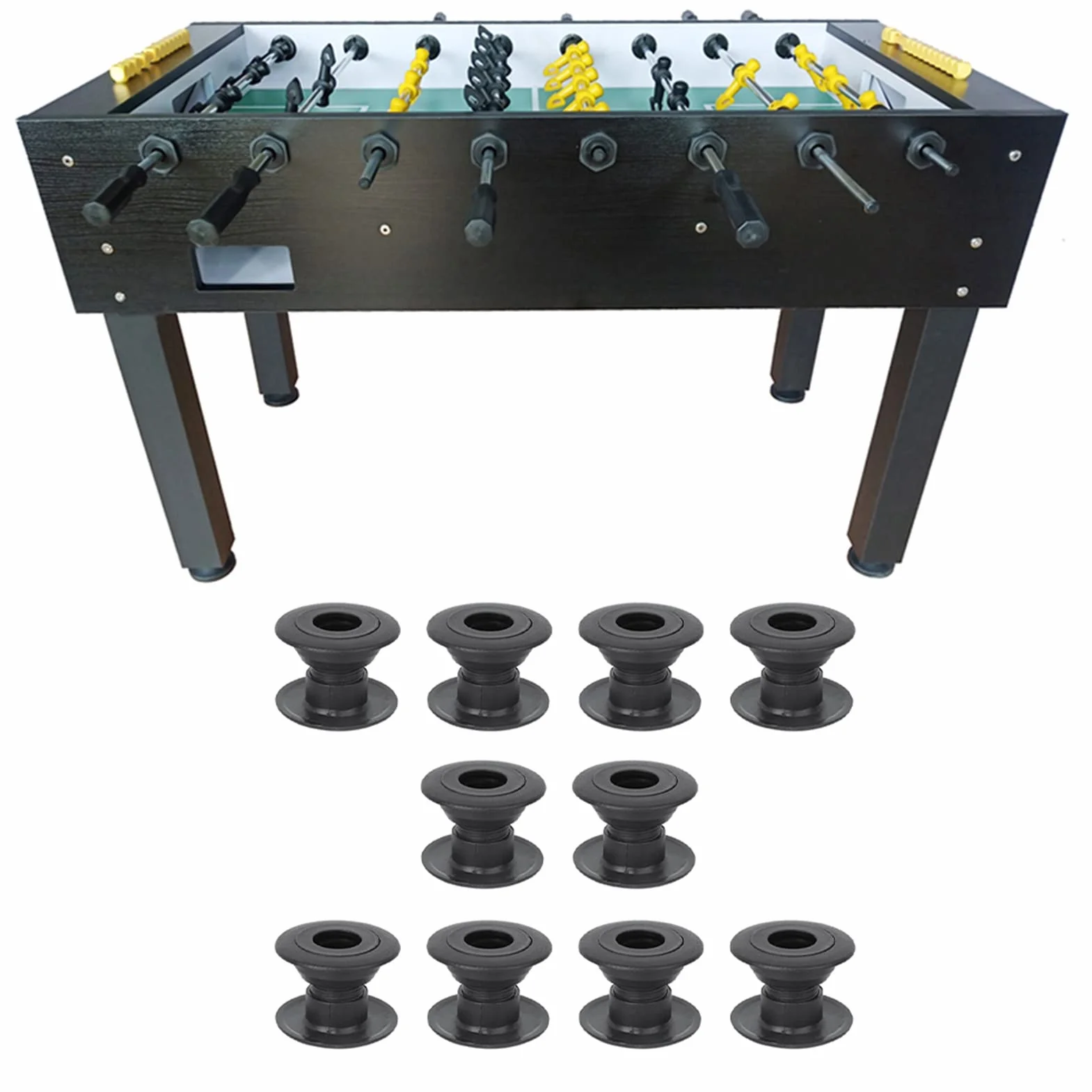 10 Paia Ricambi Calcio Balilla, Diametro Interno 16mm Cuscinetti Calcio Balilla Altezza interna regolabile 23-34mm Boccole per Biliardino con Sfere in Acciaio Parti di Riparazione