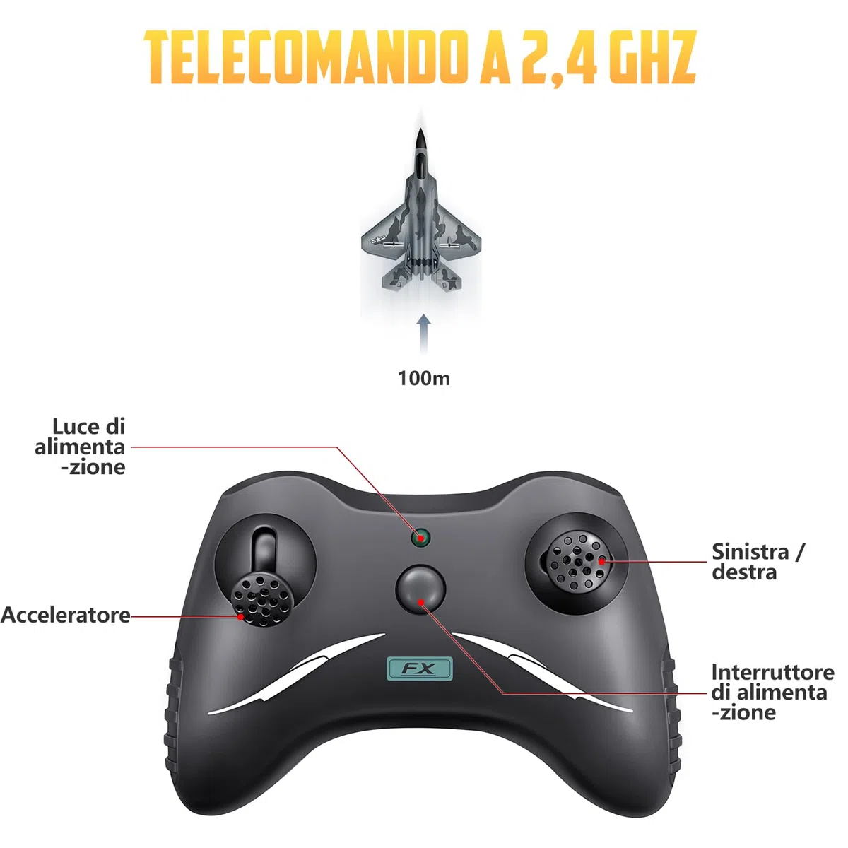 HAWK'S WORK Aereo Telecomandato 2 CH, F-22 Può Volare Subito, Aereo telecomandato a 2,4 GHz, Adatto a Bambini e Principianti, Aliante Volante Telecomandato