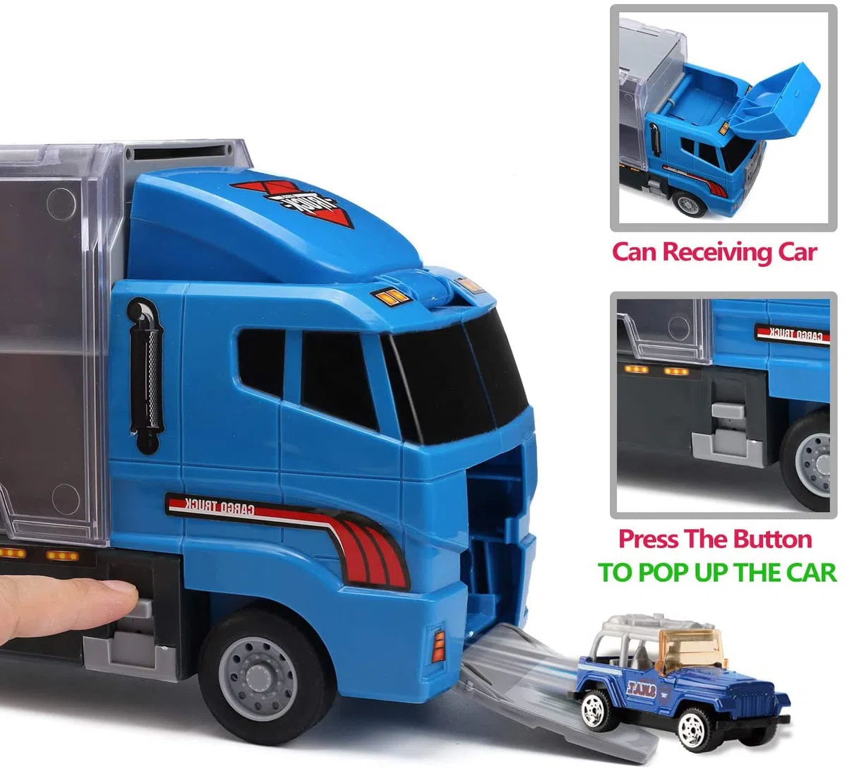 Camion Giocattoli Trasportatore di Polizia 10 in 1 con Maniglia, Set di Mini Veicoli in Plastica Pressofusa, Istruzione Prescolare per Bambini Regalo per Festa di Compleanno Party Natale