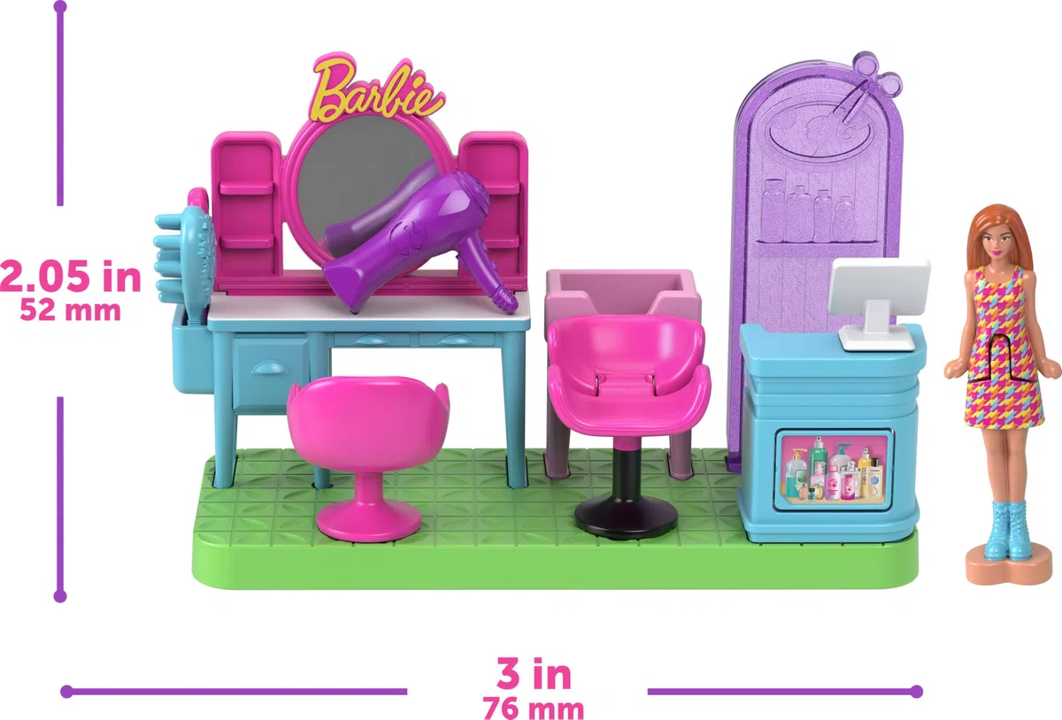 Barbie Mini BarbieLand - Set dei Sogni, con boutique degli animali, supermercato e parrucchiere, 4 mini bambole e accessori inclusi, giocattolo per bambini, 4+ anni, JGL31