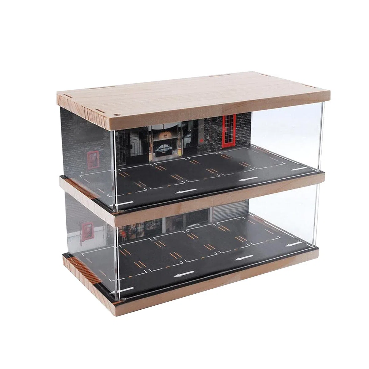 Perfeclan 1/64 Kit di modellismo Diorama Acrilico Parcheggio, macchinine per Bambini, Vetrina Diecast Car Garage Contenitore Antipolvere, Doppio Ponte