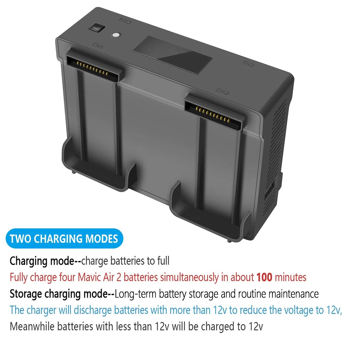 Caricabatterie da muro e da auto per DJI Air 2S, Mavic Air 2 Drone, 5 in 1 Caricatore,Ricarica 4 Batterie, Stazione di Ricarica Carica Batteria Accessori