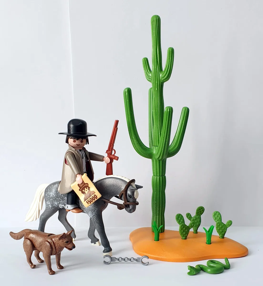 PLAYMOBIL 1003 - Sceriffo con cavallo, cane, serpente e accessori (imballaggio in pellicola)