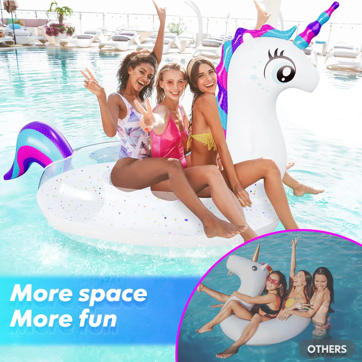 Subtail Unicorno Materassino Mare - Gonfiabili Piscina - Giochi per Bambini Adulti （240 * 140 * 120CM）
