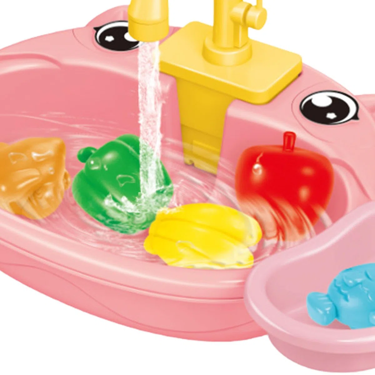 Kitchen Lavandino Giocattolo Set Bambini Simulazione Lavastoviglie Giocattolo Accessori Cucina Funzione Circolazione Acqua Adatto per Gioco, Maiale Rosa