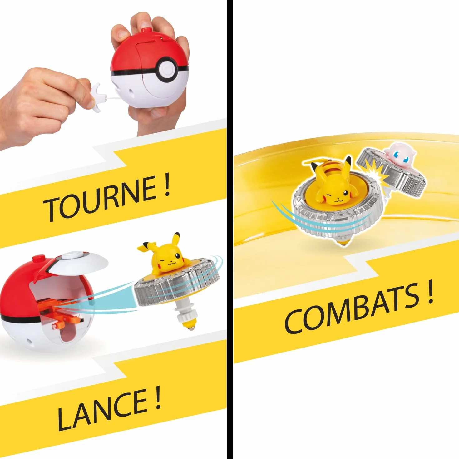 Arene Pokémon et 2 Toupies - BANDAI - JW4403 - Pikachu vs Mewtwo