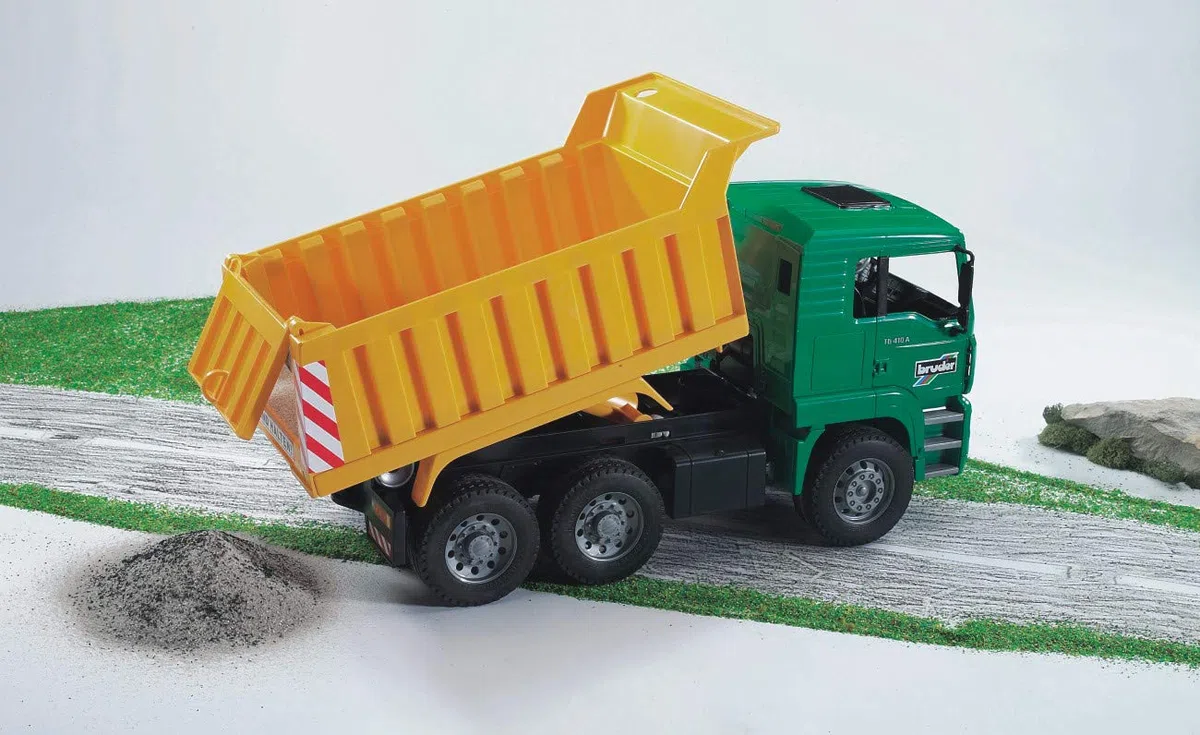 Bruder Spielwaren 02765-Camion Man Ribaltabile, Multicolore
