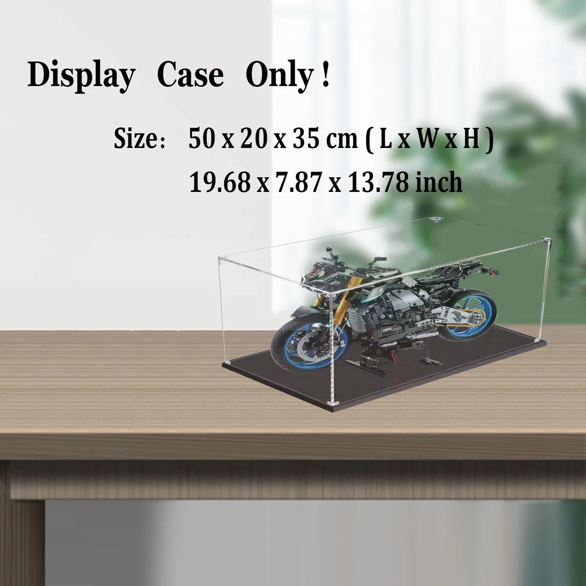 Teca Vetrina per Lego 42159/42202, Acrilico Trasparente Vetrina Collezione Espositiva per [Yamaha-MT10 SP/Ducati-Panigale V4S] - 50x20x35cm | 2mm