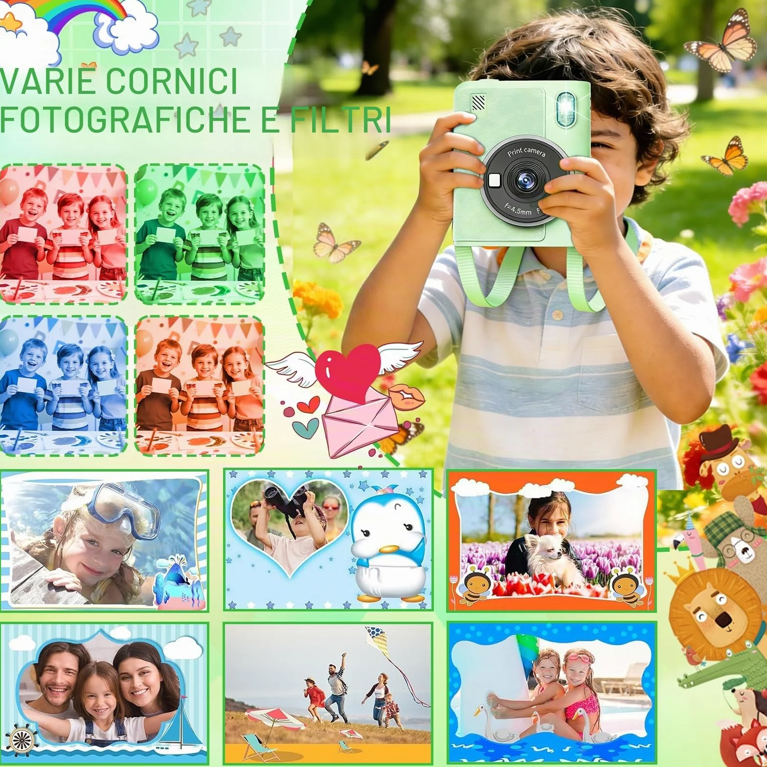 Macchina Fotografica Bambini Istantanea,2.4 Pollici 1080P Fotocamera Digitale Bambini con 32GB e 6 Rotoli di Carta da Stampa,Fotocamera,per Bambine i dai 3-12 Anni