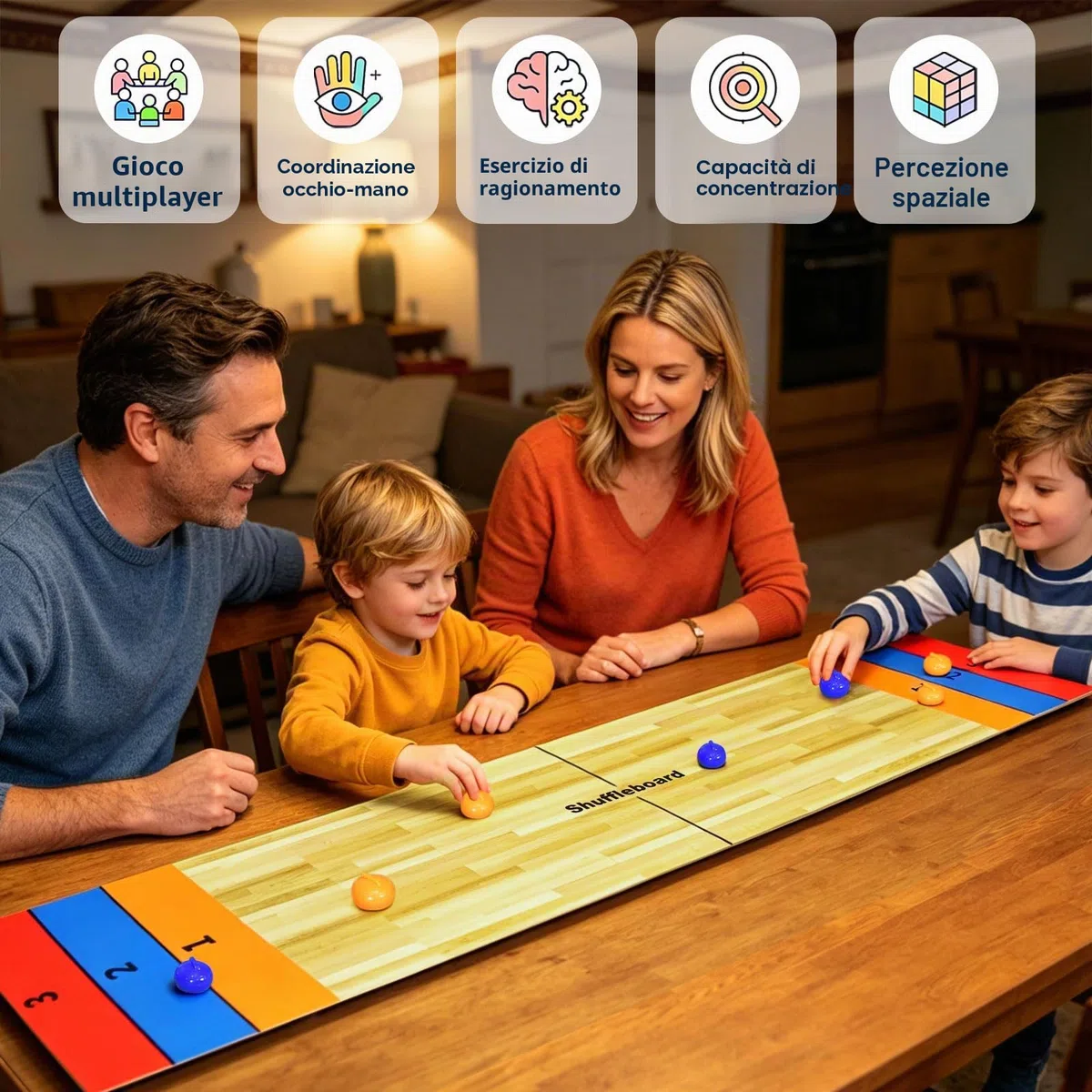 3 in 1 Shuffleboard Bowling Curling Game, Portable Shuffleboard Bowling Curling Game, Shuffleboard Table Top Games,Mini Bowling Shuffleboard Place Mat