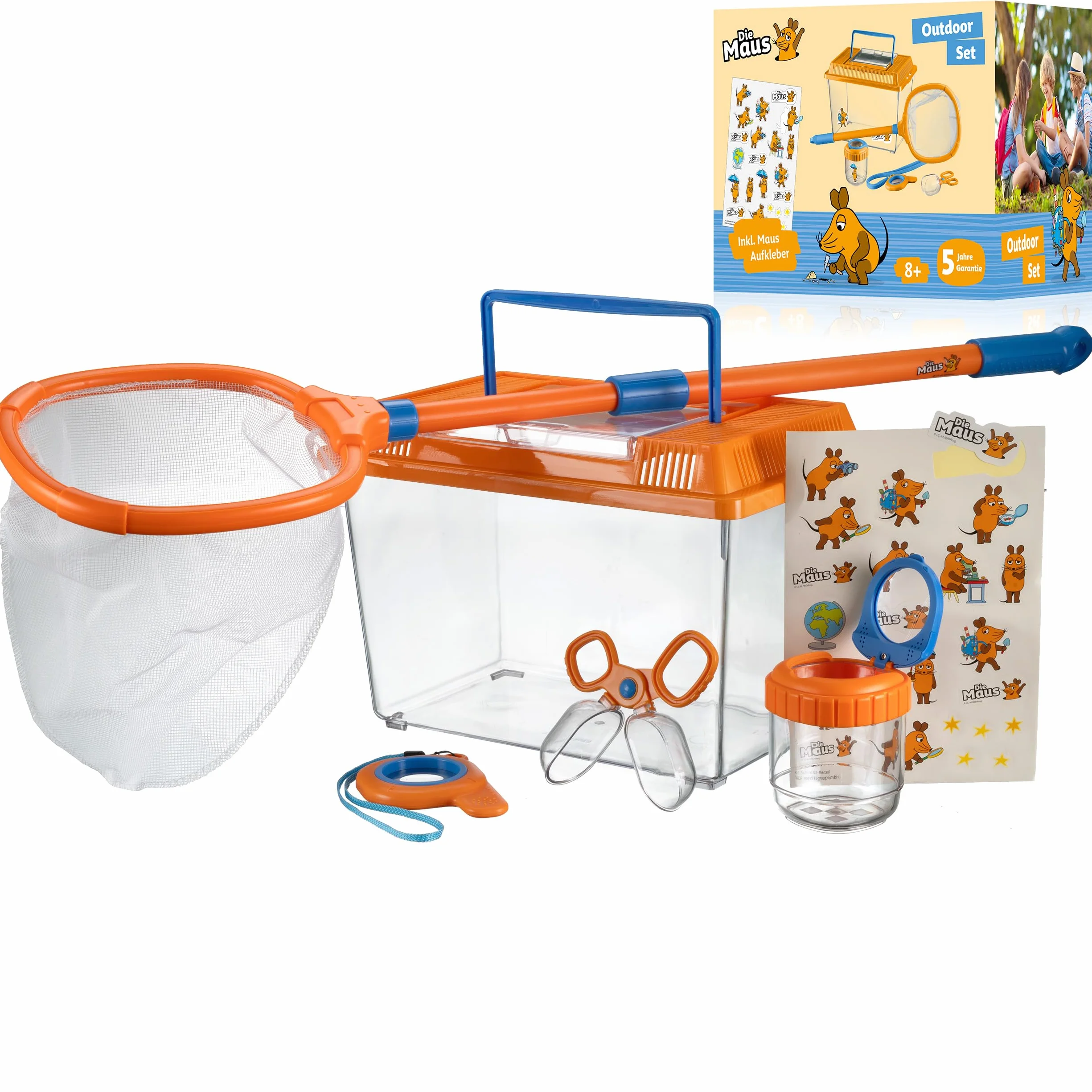 DieMaus Set esploratore bambini terrario retino lente barattolo lente attrezzo raccolta adesivi natura da 8 anni