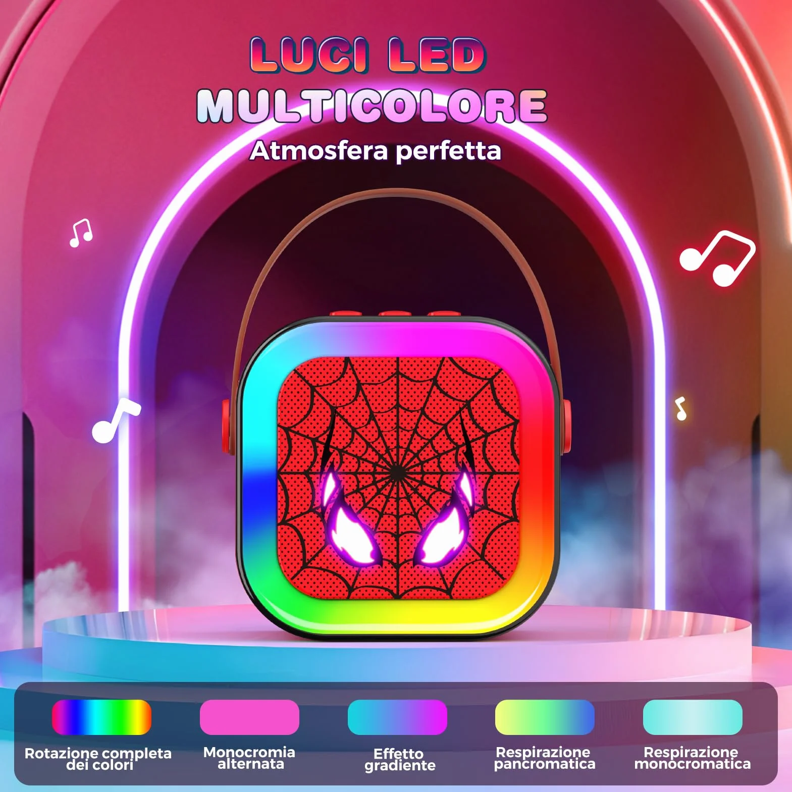 Braxel Set Microfono Karaoke per Bambini con 2 Microfoni Bluetooth Luci e Suoni Giocattolo Musicale 3+ Anni