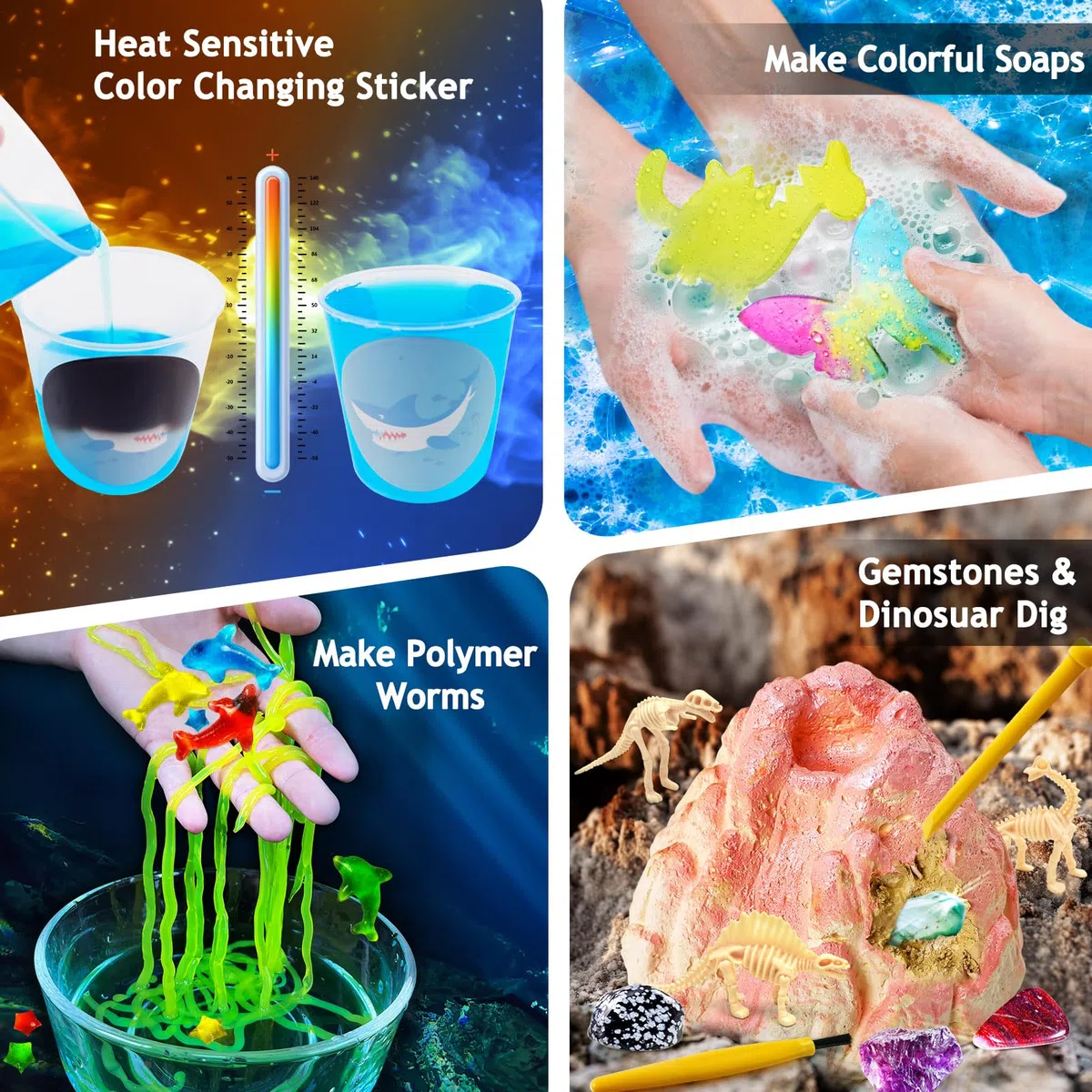YOPINSAND Kit di 260+ esperimenti scientifici per bambini: giocattolo educativo S.T.E.M, laboratorio di chimica ed eruzione del vulcano