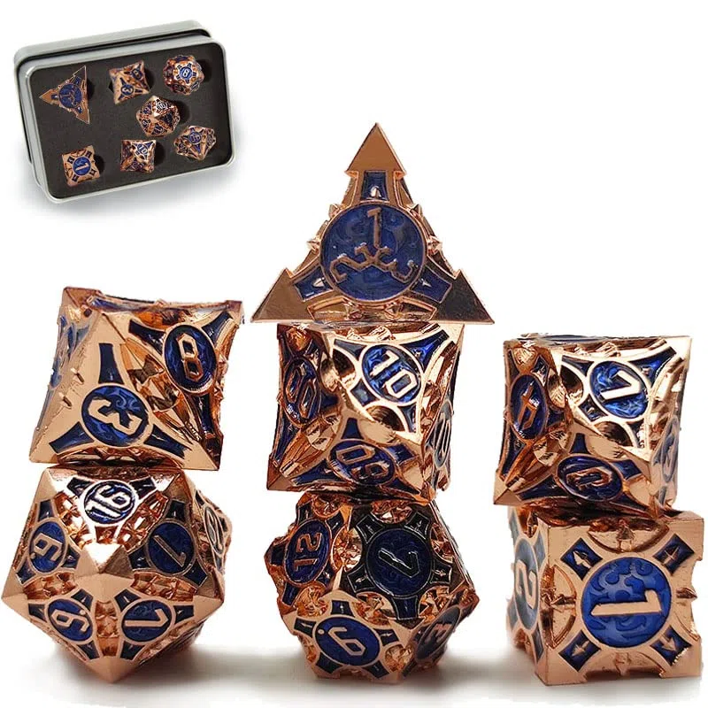 Schleuder D&D - Set di dadi in metallo, 7 pezzi, bronzo 4, Dungeons and Dragons