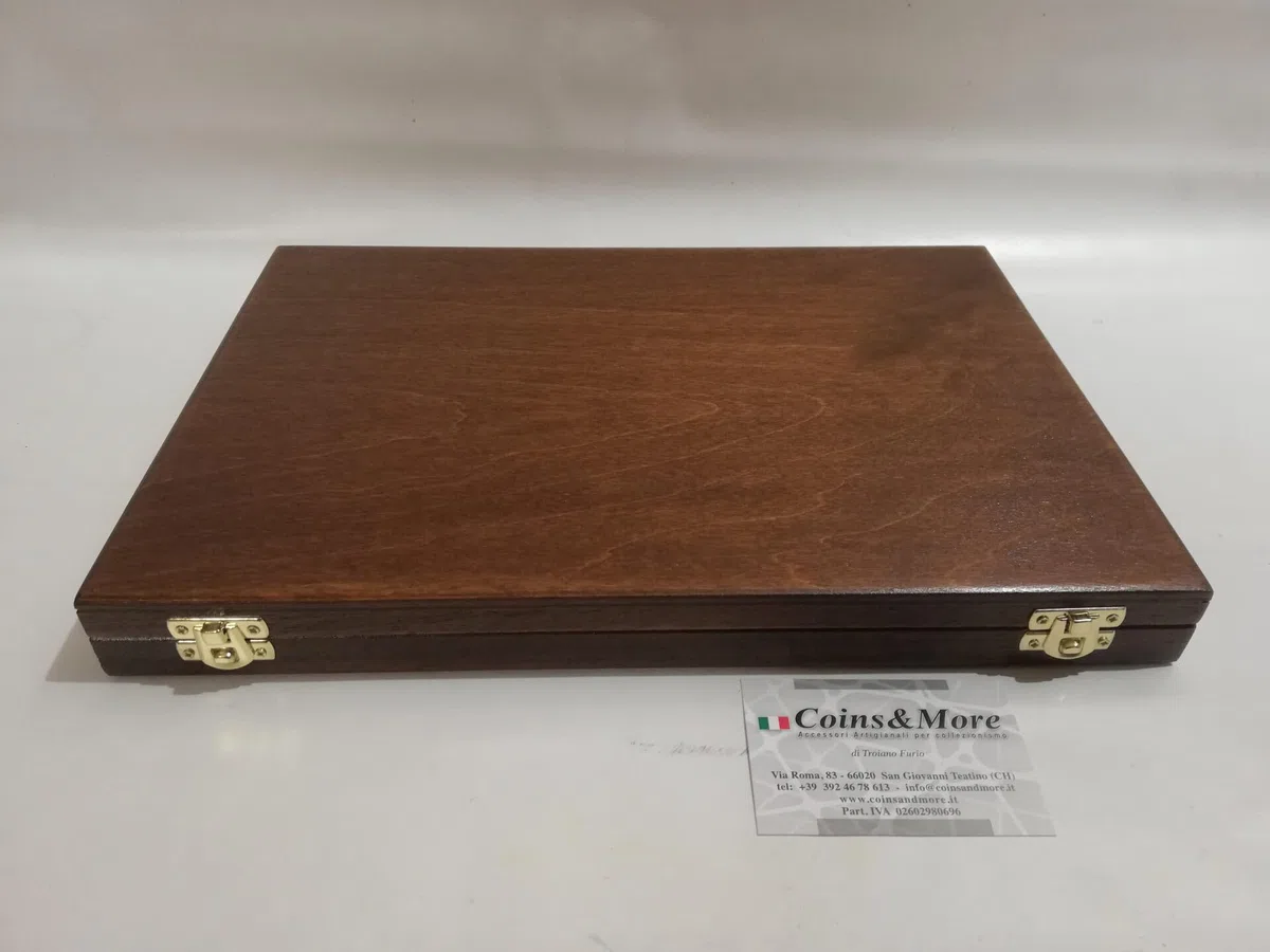 Coins&More Cofanetto in legno per orologi da taschino, gemme, fossili e minerali – fatto a mano, interni morbidi, certificato
