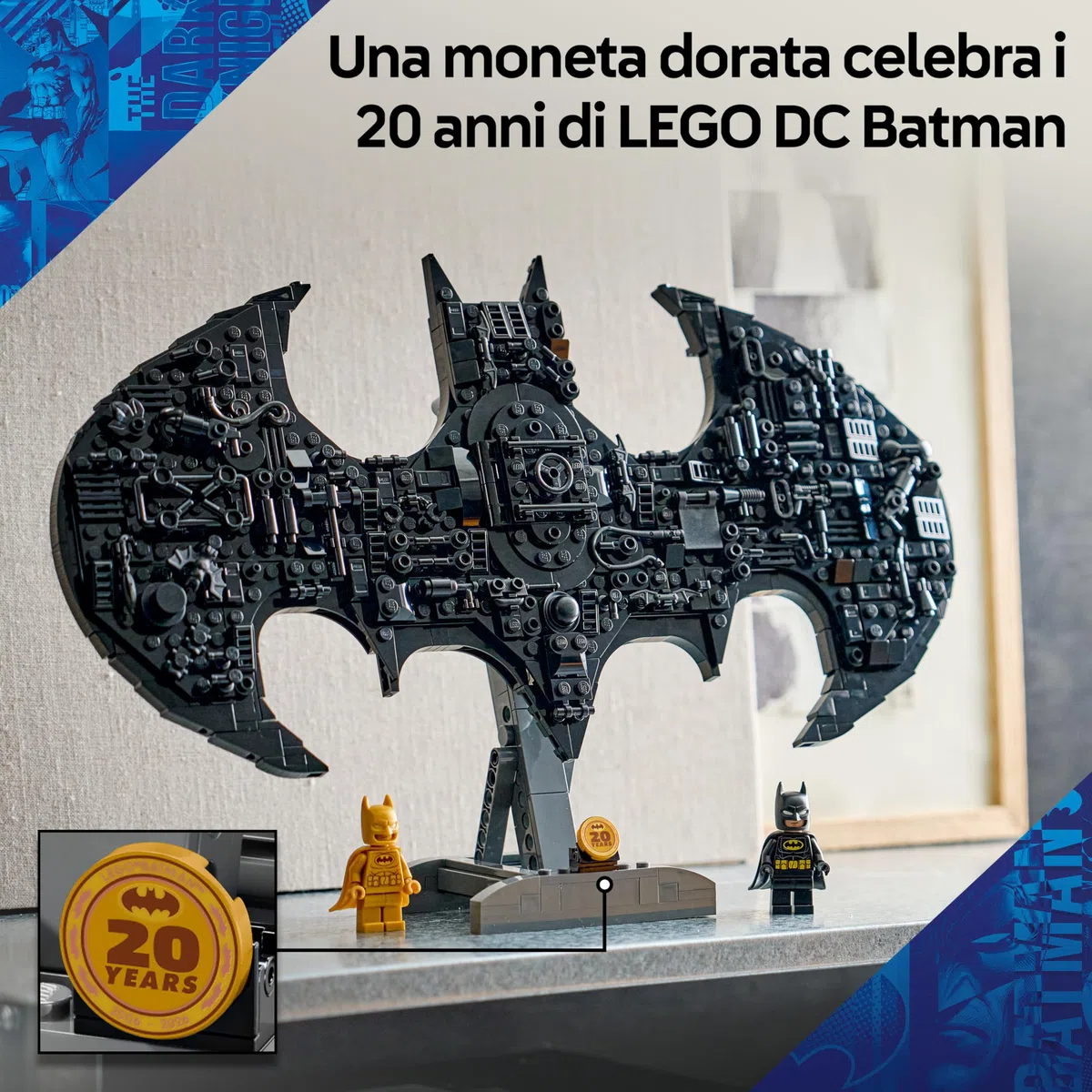 LEGO DC Logo di Batman - Giocattolo da Supereroi con 2 Minifigure da Collezione - Decorazione da Parete 3D Fai da Te o da Camera da Letto - Idea Regalo per Bambini da 12 Anni Fan del Film - 76330