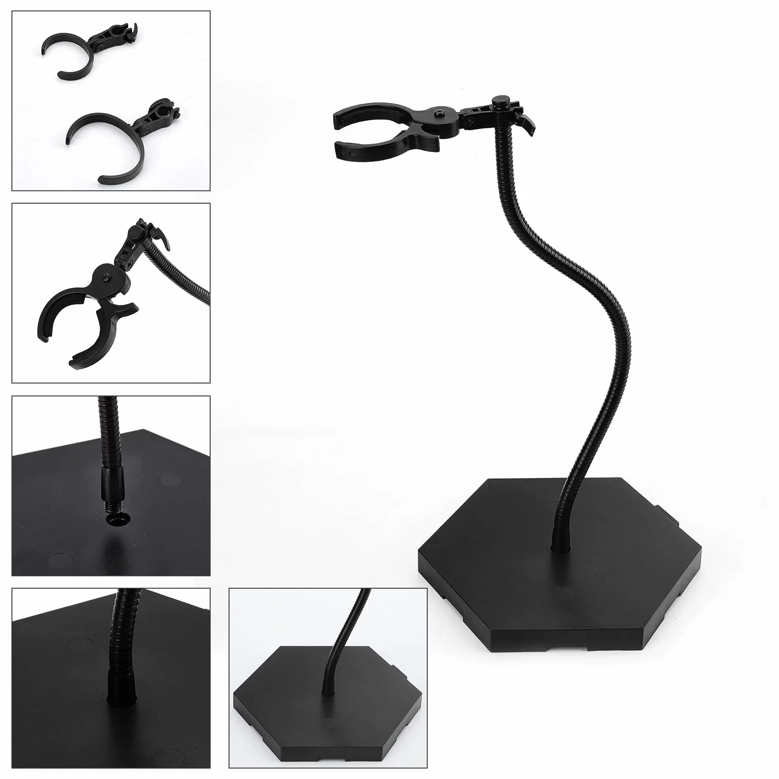 FINGERINSPIRE Action Figure Display Base Supporto per Figure per Bambole Nero Tubo Flessibile in Metallo Scala 1/6 1/9 1/12