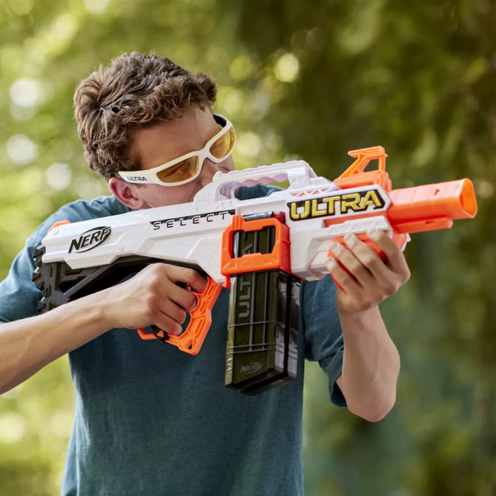 NERF Ultra Select, blaster, distanza o colpi di precisione, con riviste e freccette, compatibile solo con freccette NERF Ultra