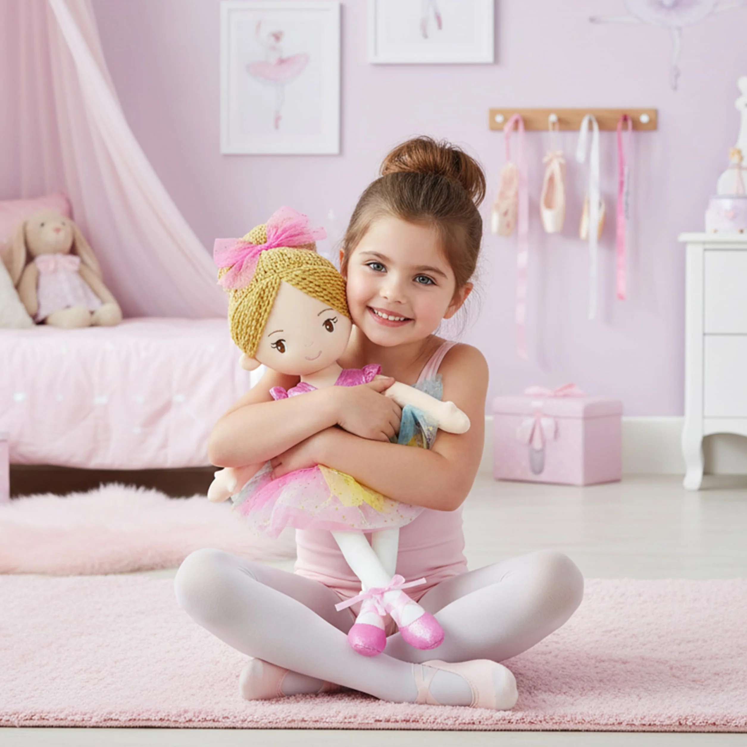 40 cm Ballerina Principessa Polina - Bambola di peluche piena - vestito rosa - regalo per bambine