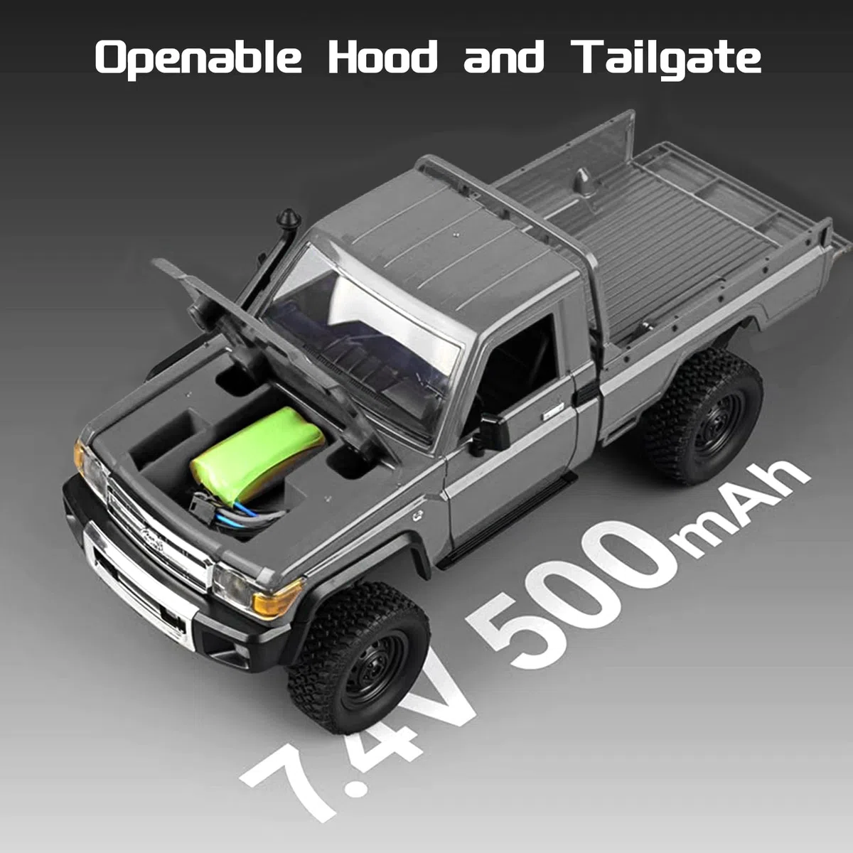 ARRIS MN-82P RTR RC Truck LC79 4x4 Off Road Vehicle 2.4 GHz RC Rock Crawler con Luci LED, Batteria 7.4V 1200mAh per Hobby (Argento)