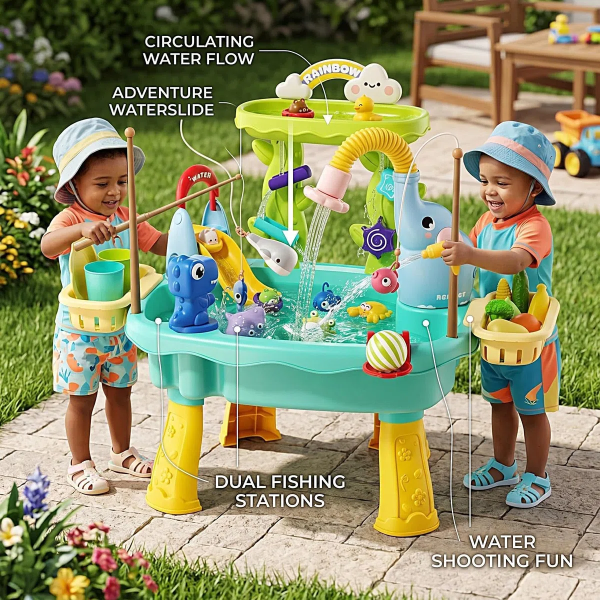 Tavolo Acqua Per Bambini - Tavolo Da Gioco D'acqua A 2 Strati - Giochi Sensoriali Estivi Di Attività - Per Bambini Prescolari, Cortile, Giardino, Spiaggia, Campeggio, Asilo, Bagno, Sala Giochi
