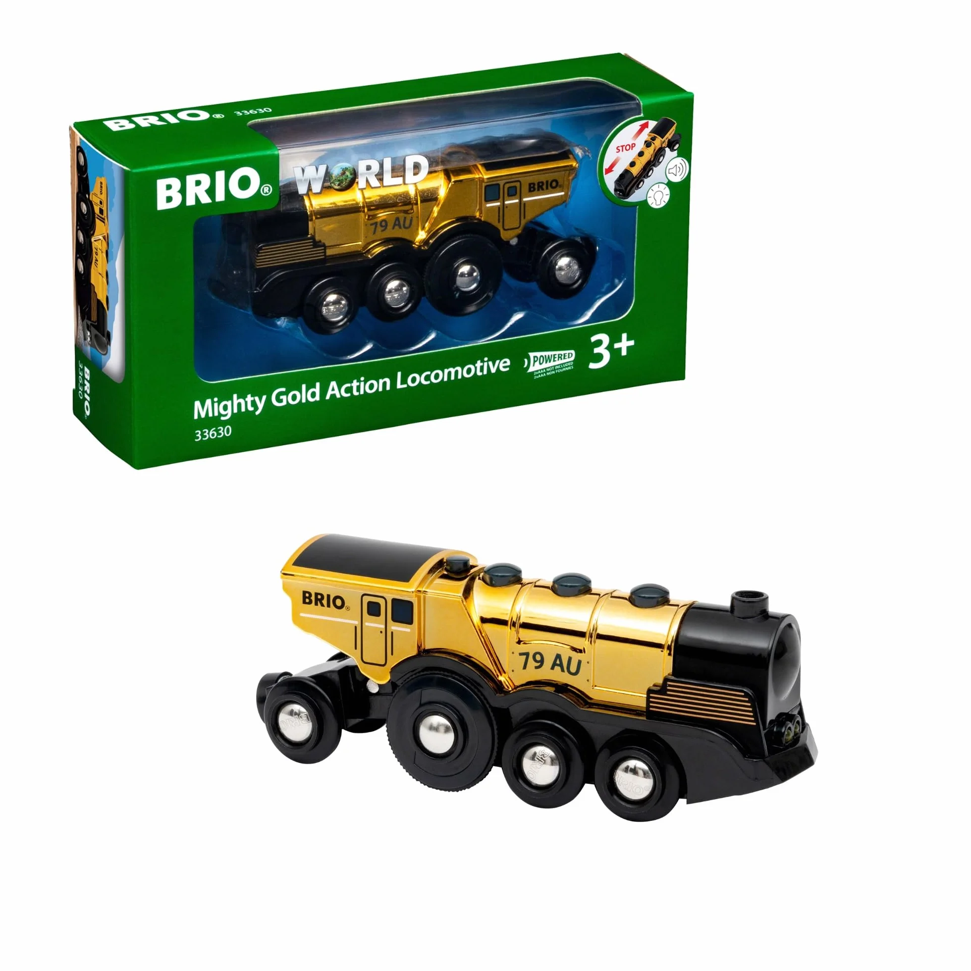 BRIO Grande Locomotiva Dorata con Azioni, Treni, Vagoni, Veicoli di BRIO Wolrd, Età Raccomandata 3+, Gioco per Bambini, ‎33630