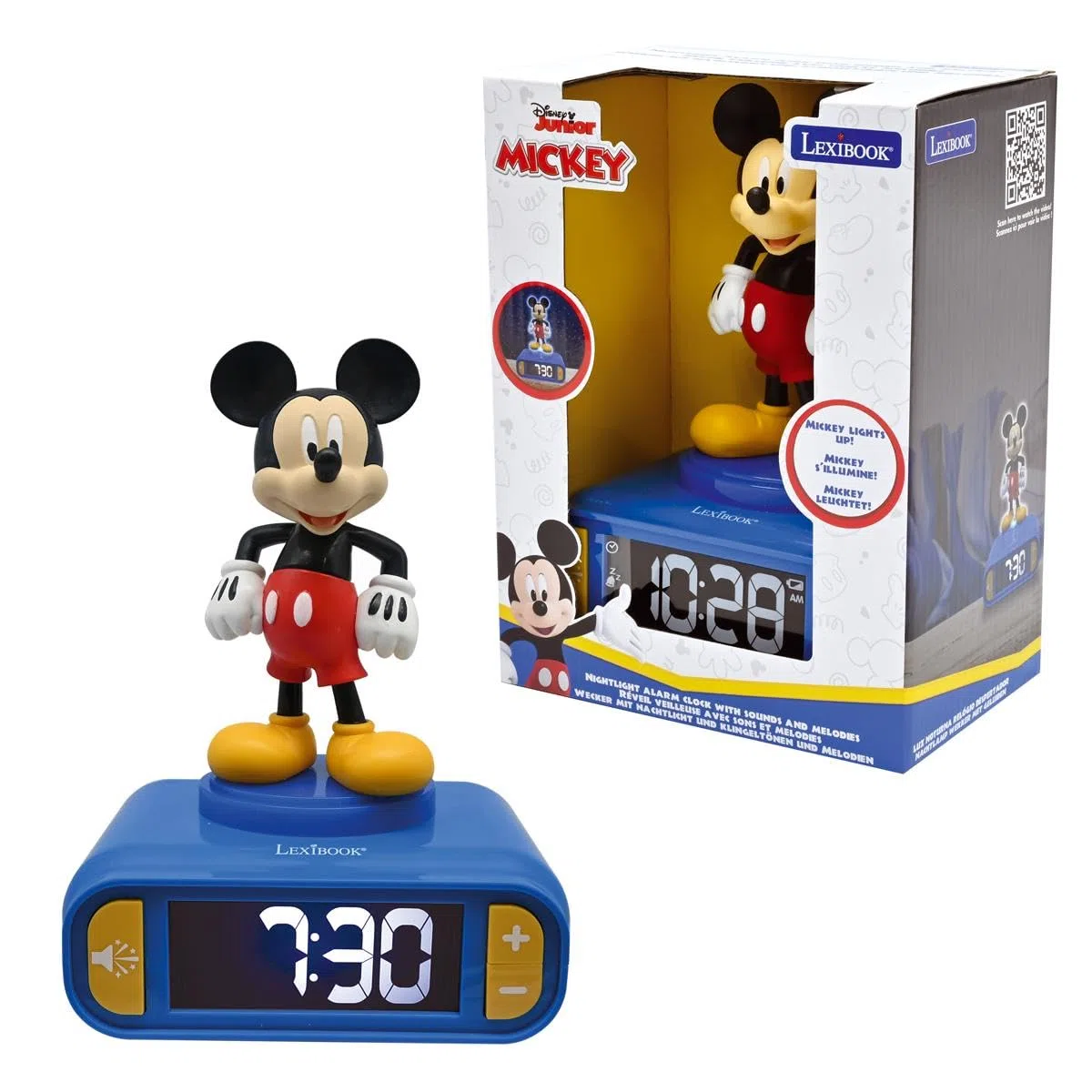 Lexibook, Disney Mickey, Sveglia Notturna Mickey, Suoni e Melodie, Schermo LCD retroilluminato, Luminoso, Snooze, Blu, RL800MCHLXB