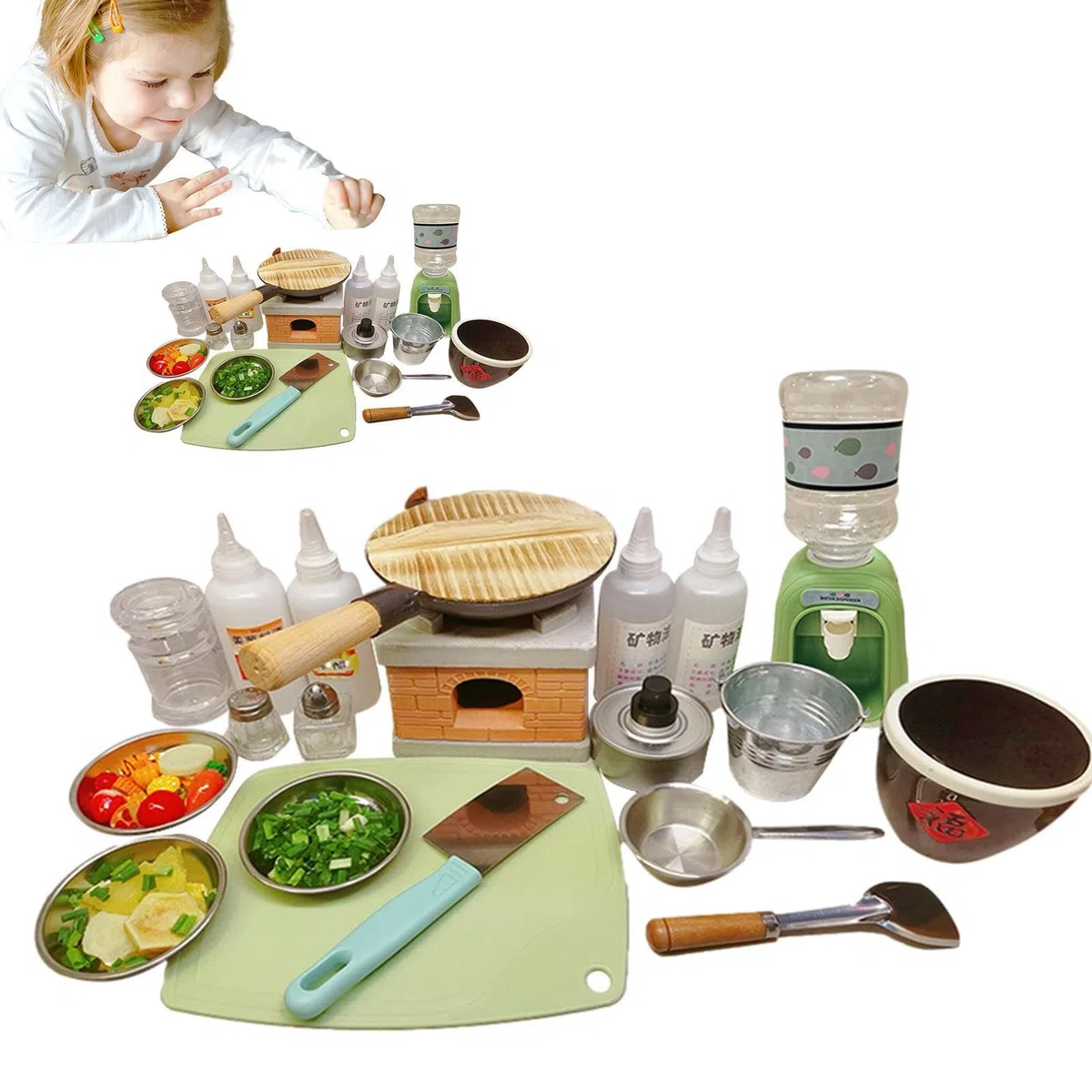 Set Di Cucina Mini Vero | Strumenti Educativi Per Cucina E Utensili Per Cucinare Reale | Fornello In Miniatura Attrezzi Per Cibo Reale Bottiglie Per Condimenti | per Bambini