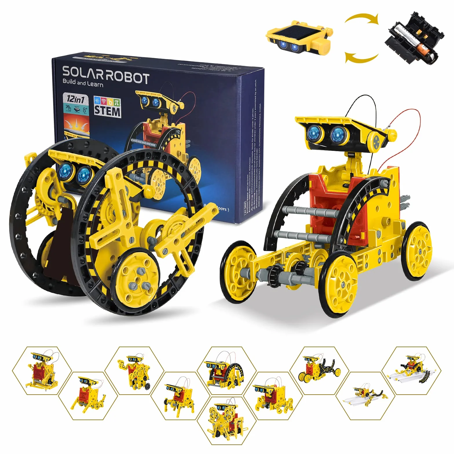 OMWay STEM 12-in-1 Robot Solare Giocattoli, Kit Scienza per Bambini Età 8, Costruire Esperimento Ingegneria Robotica per 9 10 11 12 13 14 Anni Ragazzi Ragazze Adolescenti
