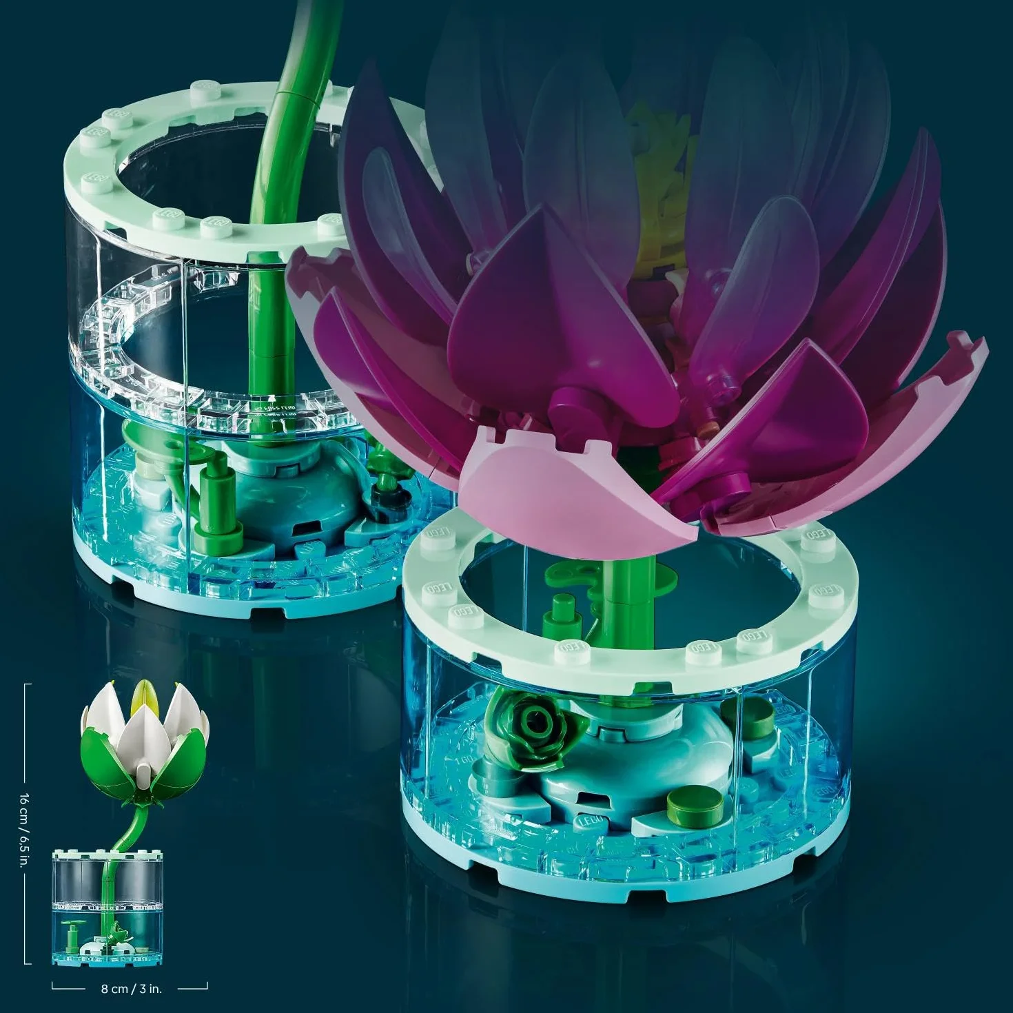 LEGO Botanicals Ninfee - Set di Piante Artificiali con Fiori Finti in 2 Vasi Trasparenti - Decorazione per Camera da Letto Fai da Te - Regalo per Bambine e Bambini da 9 Anni in su e per Adulti - 11511