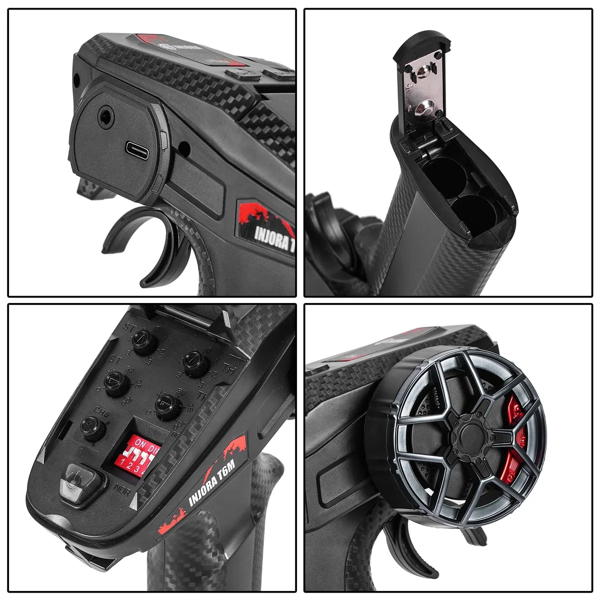 INJORA INT-T6M Trasmettitore Digitale Micro 2.4GHz con Controllo Remoto e Ricevitore 6CH per TRX4M SCX24 Auto RC 1/24 1/18(T6M)