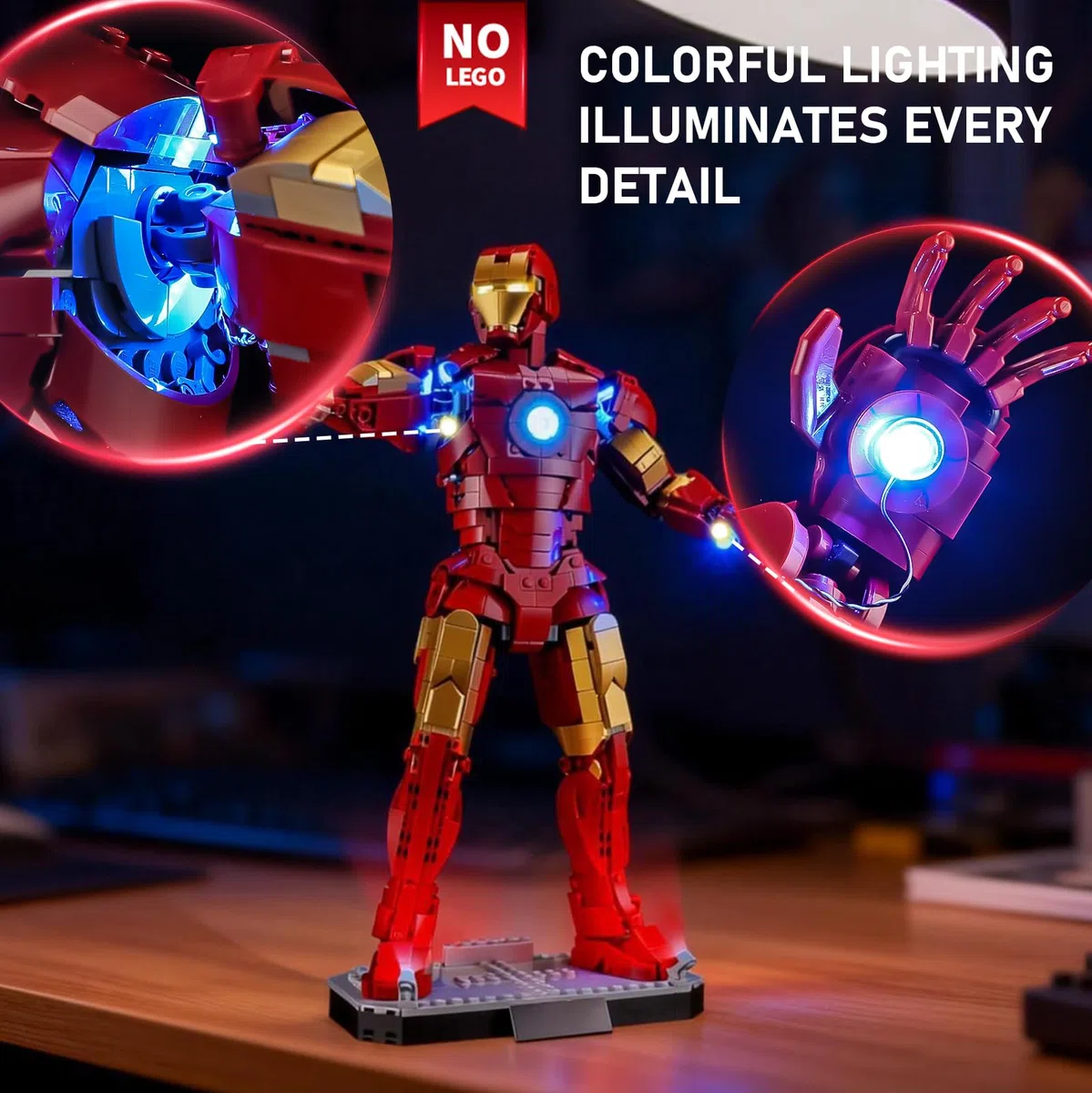 BRIKSMAX Kit luci 2.0 compatibile con Lego Super Heroes Marvel Iron Man Mark 3 Collectors' Edition 76344 Set da costruzione - Kit di illuminazione a LED originale (solo accessori) per display, regali