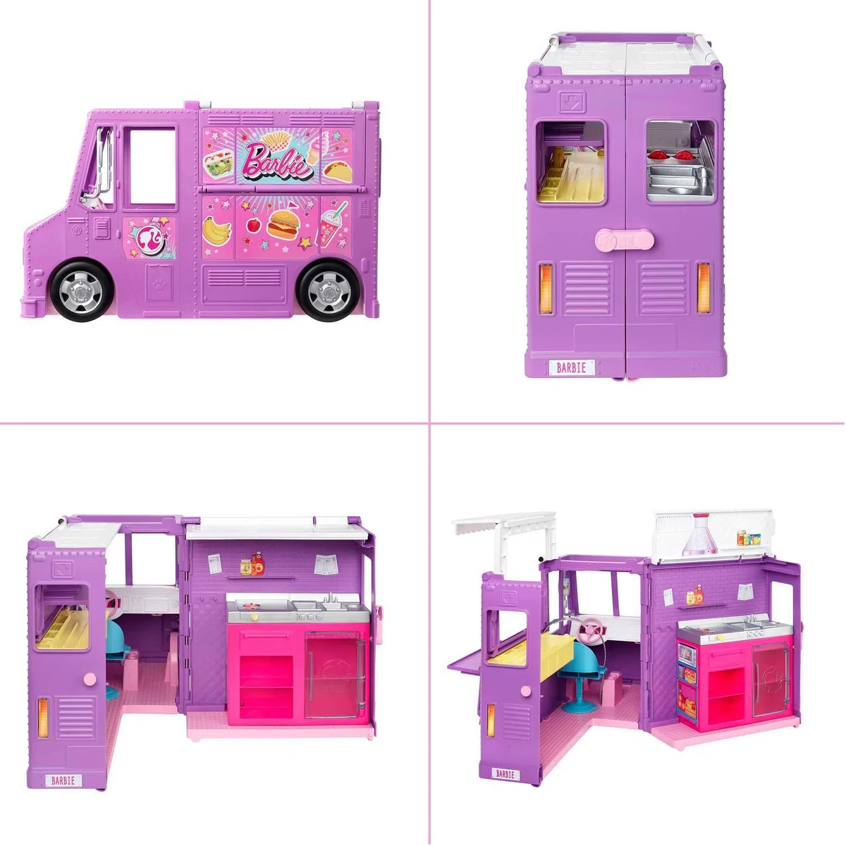 Barbie Furgoncino Street Food, Veicolo Trasformabile con più di 30 Accessori, Giocattolo per Bambini 3+ Anni, GMW07