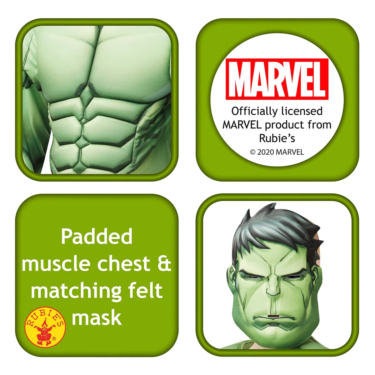 Rubie's, costume ufficiale Marvel Avengers Hulk, per bambini, costume da supereroe