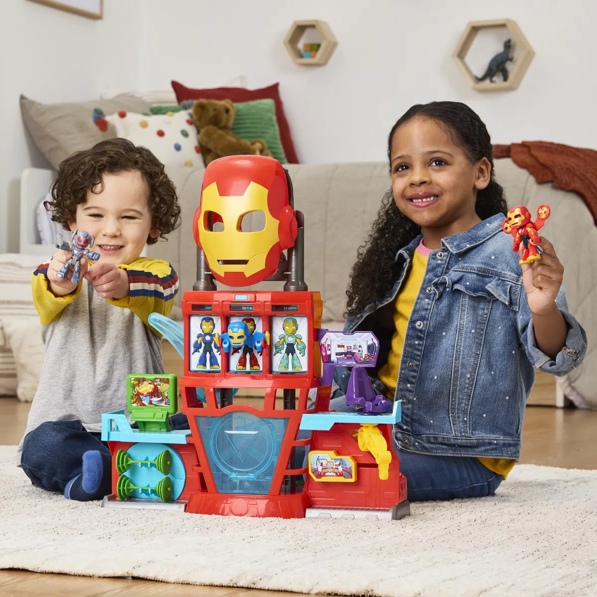 Hasbro Marvel Iron Man e i Suoi Fantastici Amici, playset elettronico Iron Quarters per Bambini e Bambine