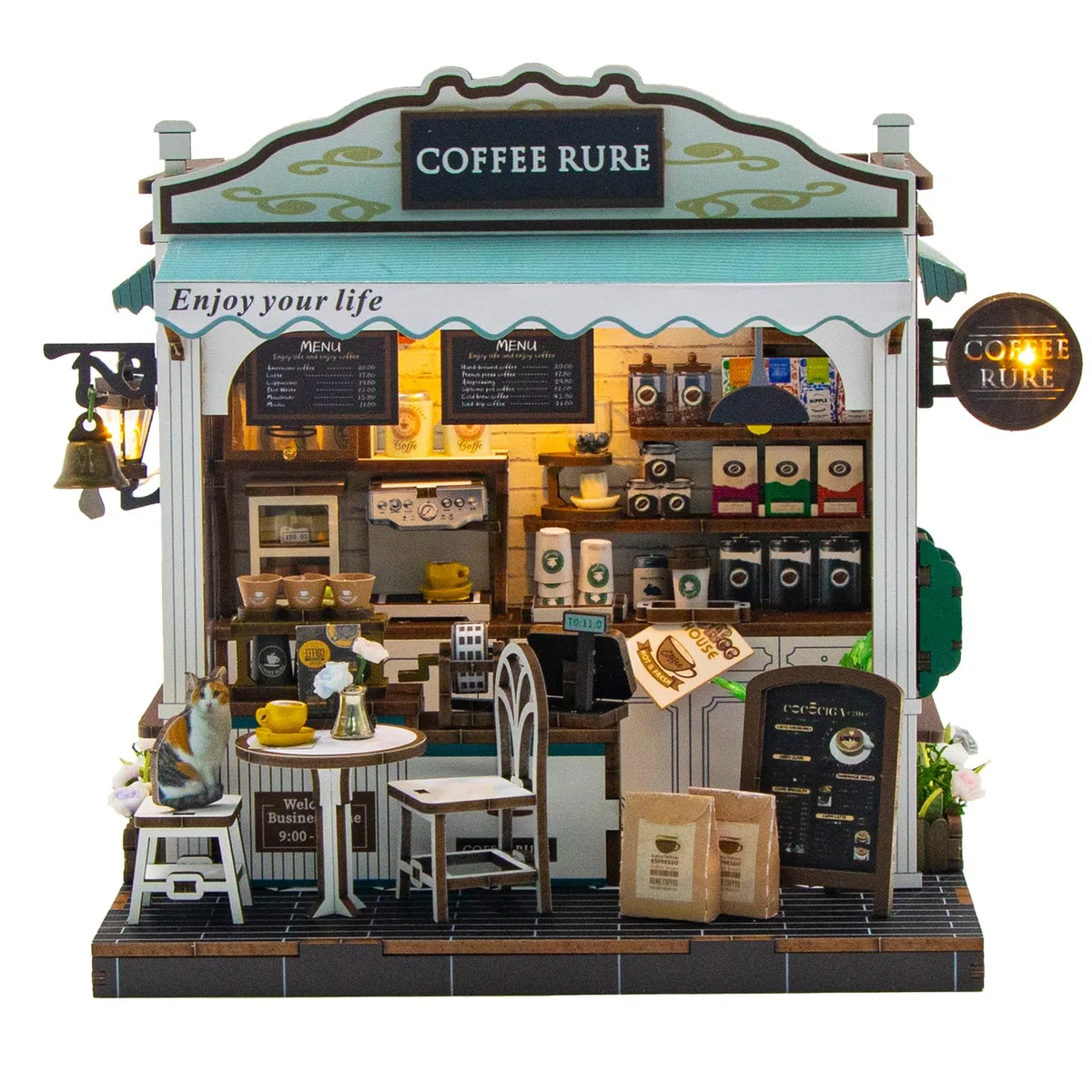 Kit fai da te per casetta in miniatura Coffee - per case delle bambole in miniatura, Book Nook Puzzle 3D in legno Angolo lettura fai da te per decorare la libreria Regalo di compleanno o di Natale