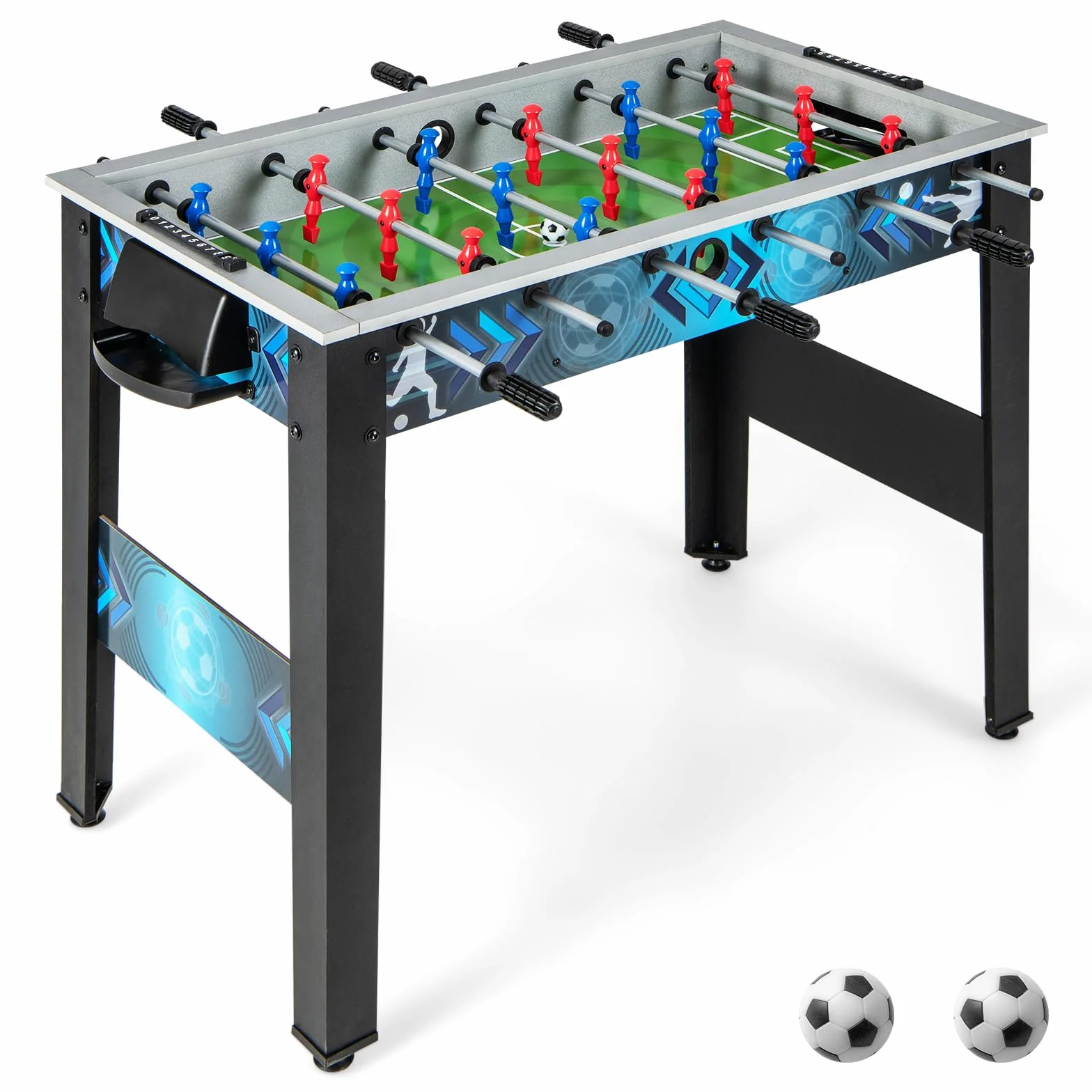 COSTWAY Calcio Balilla per Bambini e Adulti, Tavolo da Calcio con 2 Palloni, Manico Liscia, 18 Giocatori Realistici, Mini Calcetto con Versatile per Sala Giochi, Ufficio e Festa, 95 x 53,5 x 76,5 cm