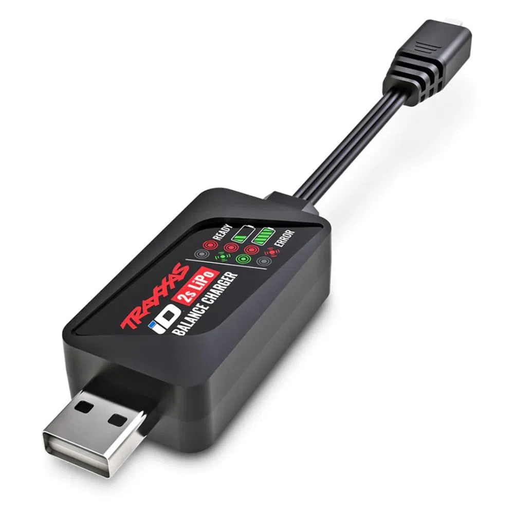 Traxxas Caricabatterie per TRX4-M 1/18, 2 celle 7.4V LiPo, 2A USB
